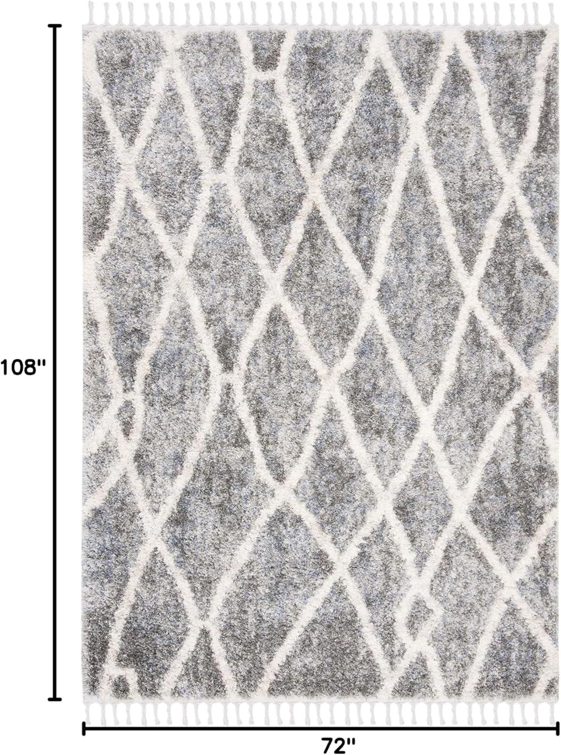 image:imageSAFAVIEH Area Rug 8x10 Berber Fringe Shag Collection Large Creme amp Black Moroccan Design NonShedding amp Easy Cleaning Plush Thick Pile Ideal for Living Room Bedroom Dining Space BFG628BDark GreyCream