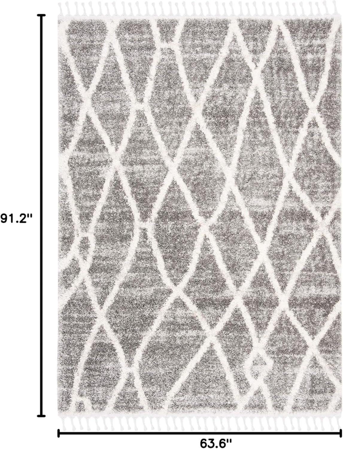 image:imageSAFAVIEH Area Rug 8x10 Berber Fringe Shag Collection Large Creme amp Black Moroccan Design NonShedding amp Easy Cleaning Plush Thick Pile Ideal for Living Room Bedroom Dining Space BFG628BGreyCream