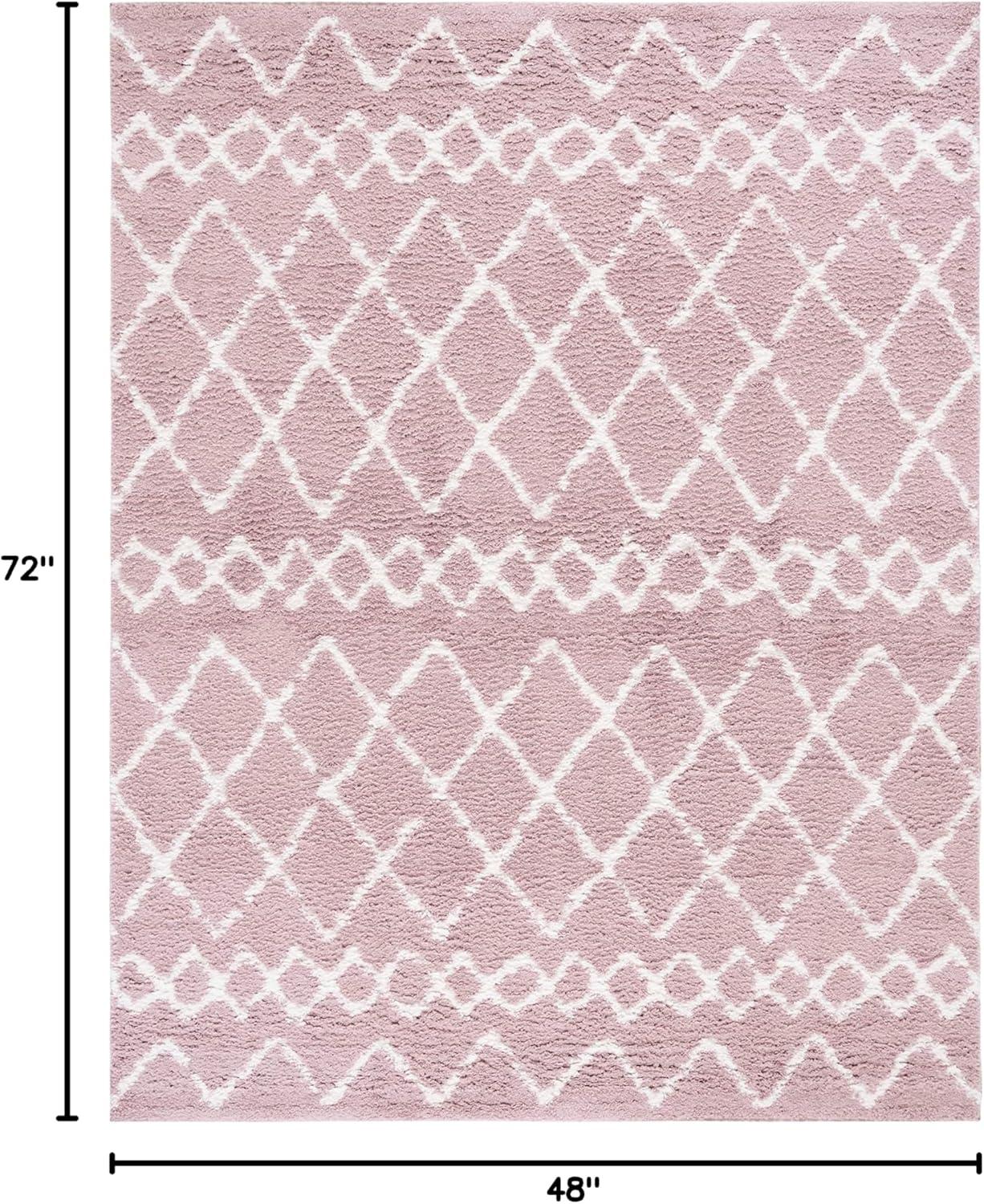 image:imageSAFAVIEH Area Rug 8x10 Berber Shag Collection Large Navy amp Ivory Moroccan Design NonShedding amp Easy Cleaning Plush Thick Pile Ideal for Living Room Bedroom Dining Space BER165NLight RoseIvory