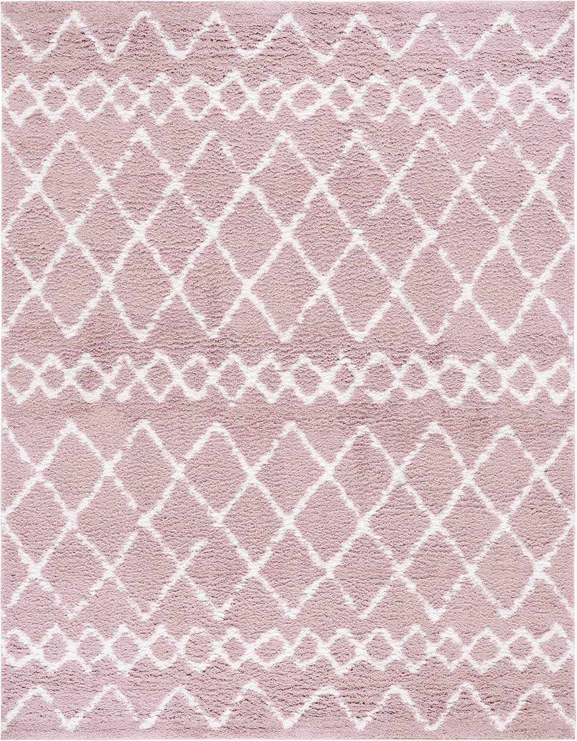 image:imageSAFAVIEH Area Rug 8x10 Berber Shag Collection Large Navy amp Ivory Moroccan Design NonShedding amp Easy Cleaning Plush Thick Pile Ideal for Living Room Bedroom Dining Space BER165NLight RoseIvory