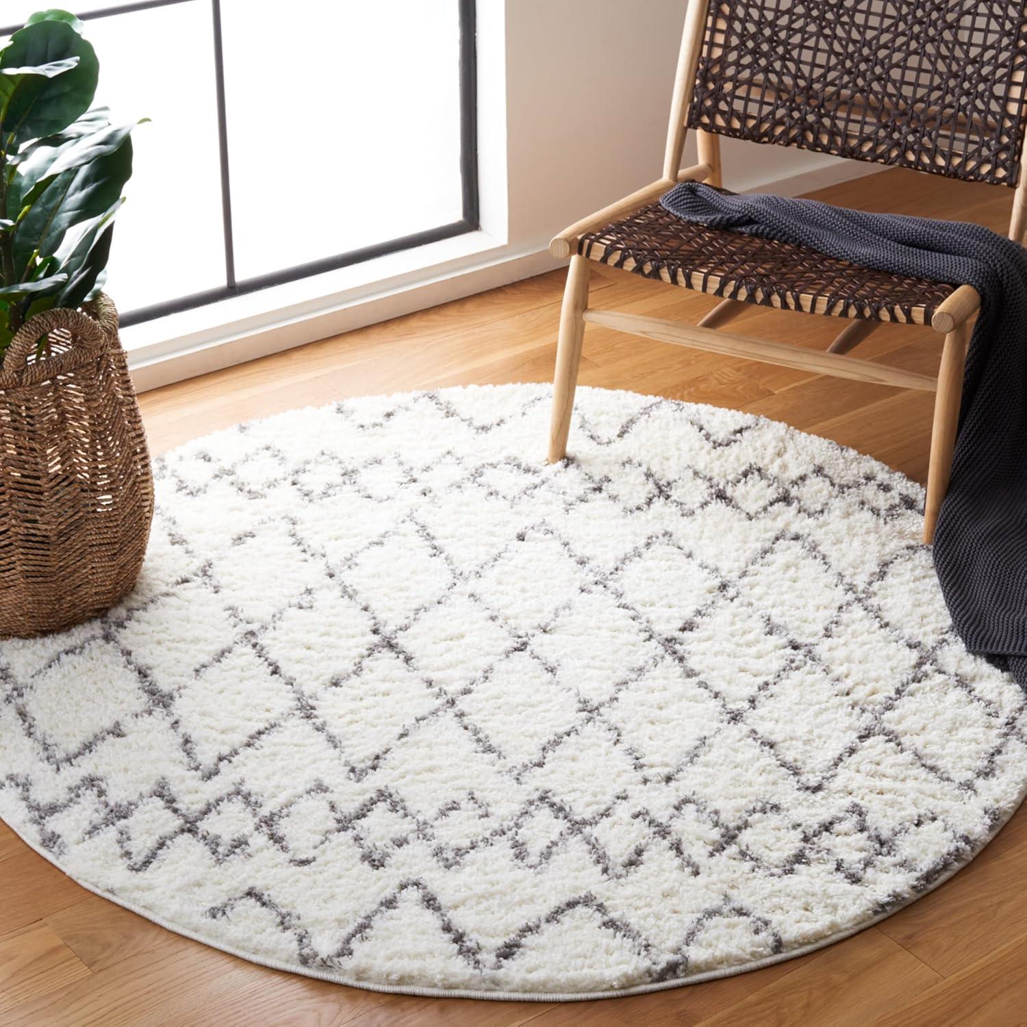 image:imageSAFAVIEH Area Rug 8x10 Berber Shag Collection Large Navy amp Ivory Moroccan Design NonShedding amp Easy Cleaning Plush Thick Pile Ideal for Living Room Bedroom Dining Space BER165NCreamLight Grey
