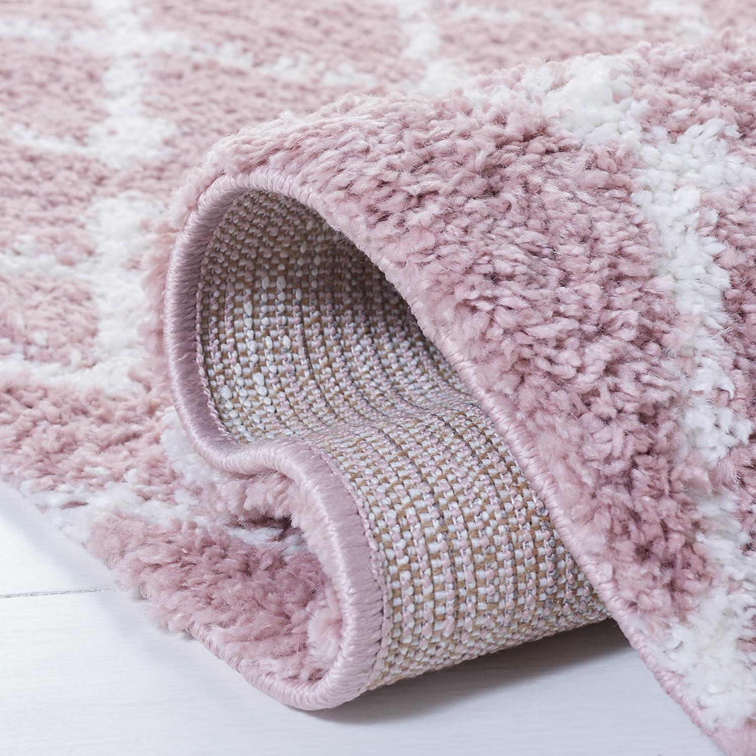 image:imageSAFAVIEH Area Rug 8x10 Berber Shag Collection Large Navy amp Ivory Moroccan Design NonShedding amp Easy Cleaning Plush Thick Pile Ideal for Living Room Bedroom Dining Space BER165NLight RoseIvory