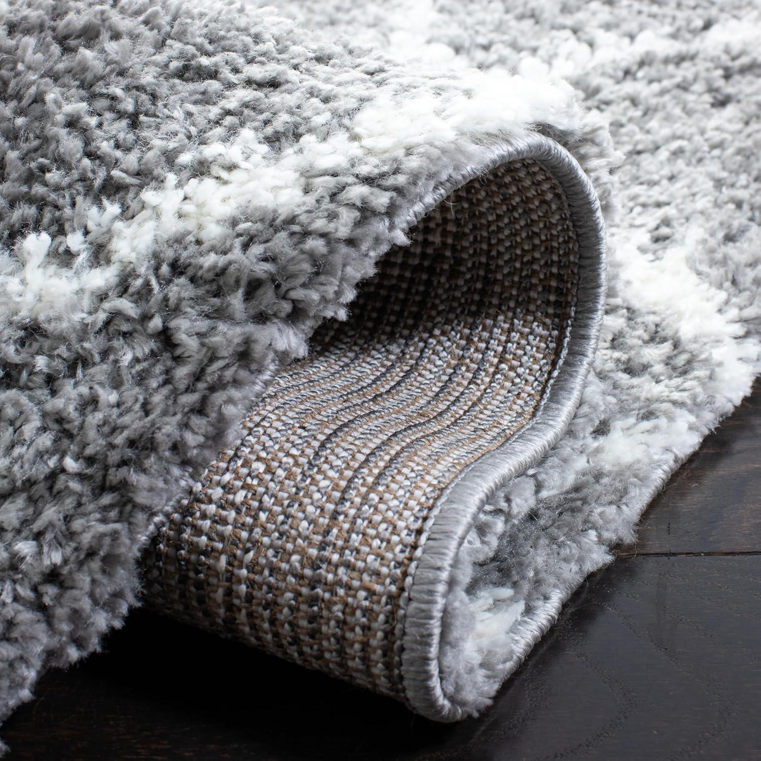 image:imageSAFAVIEH Area Rug 8x10 Berber Shag Collection Large Navy amp Ivory Moroccan Design NonShedding amp Easy Cleaning Plush Thick Pile Ideal for Living Room Bedroom Dining Space BER165NLight GreyCream