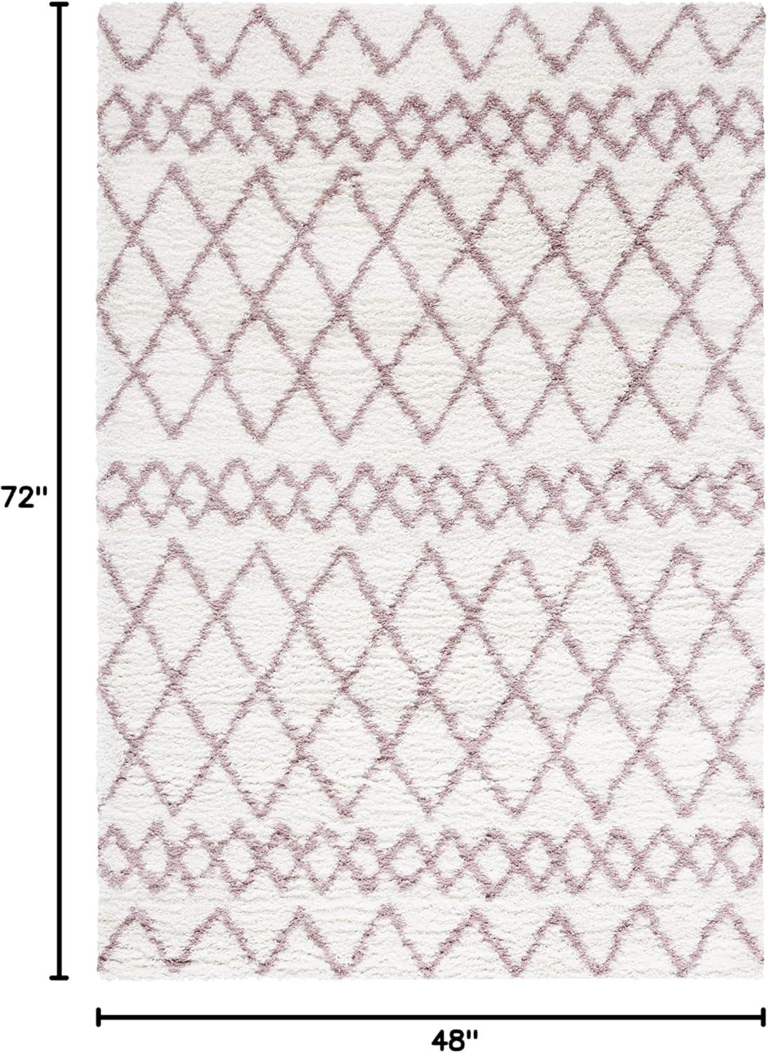 image:imageSAFAVIEH Area Rug 8x10 Berber Shag Collection Large Navy amp Ivory Moroccan Design NonShedding amp Easy Cleaning Plush Thick Pile Ideal for Living Room Bedroom Dining Space BER165NIvoryLight Rose