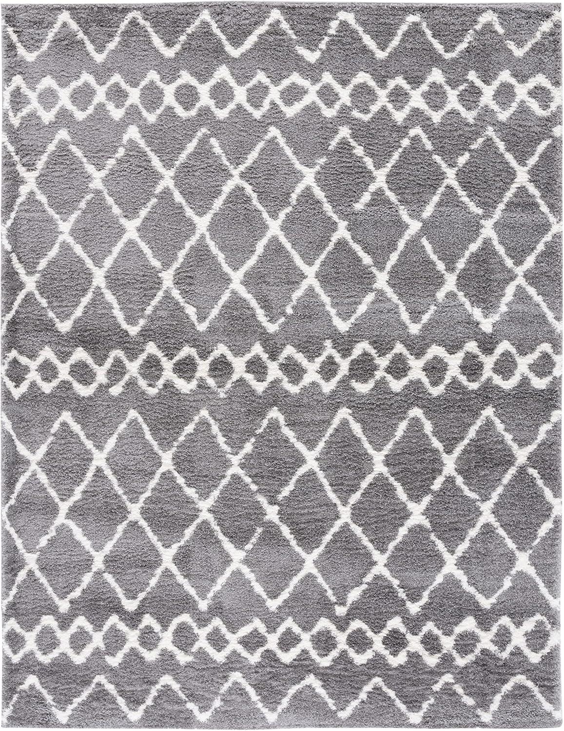 image:imageSAFAVIEH Area Rug 8x10 Berber Shag Collection Large Navy amp Ivory Moroccan Design NonShedding amp Easy Cleaning Plush Thick Pile Ideal for Living Room Bedroom Dining Space BER165NLight GreyCream