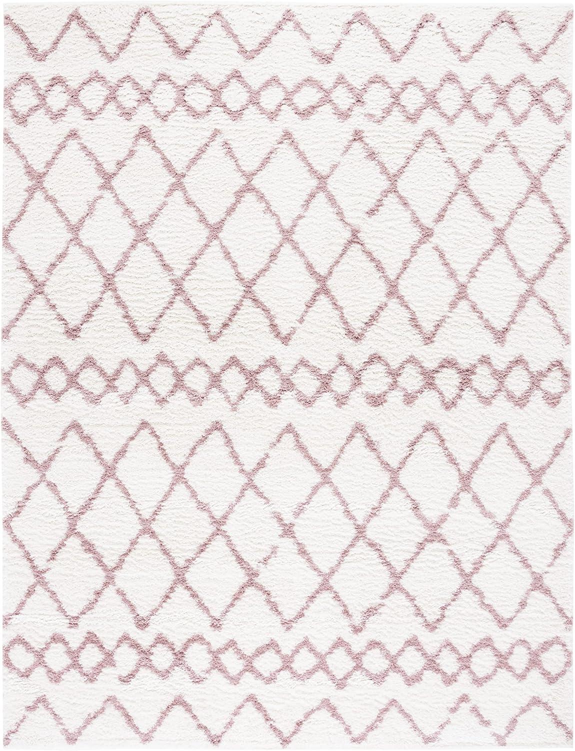 image:imageSAFAVIEH Area Rug 8x10 Berber Shag Collection Large Navy amp Ivory Moroccan Design NonShedding amp Easy Cleaning Plush Thick Pile Ideal for Living Room Bedroom Dining Space BER165NIvoryLight Rose