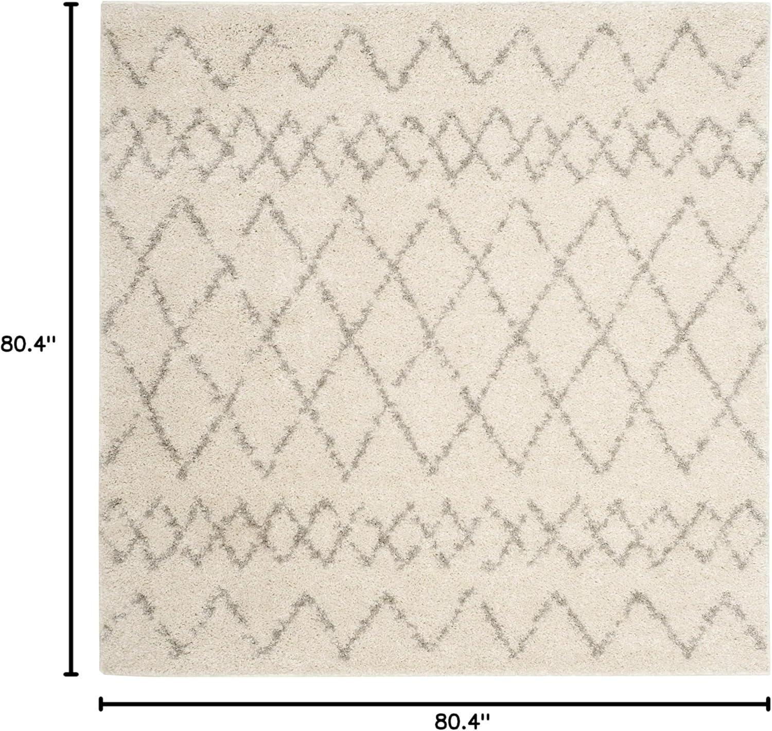 image:imageSAFAVIEH Area Rug 8x10 Berber Shag Collection Large Navy amp Ivory Moroccan Design NonShedding amp Easy Cleaning Plush Thick Pile Ideal for Living Room Bedroom Dining Space BER165NCreamLight Grey