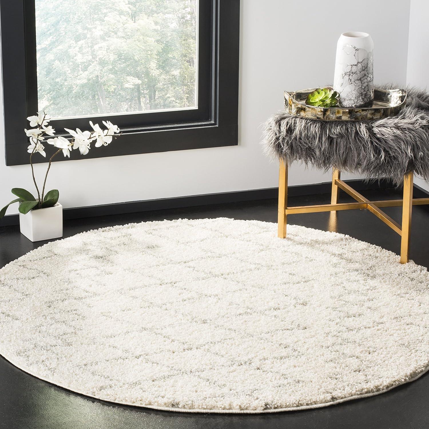 image:imageSAFAVIEH Area Rug 8x10 Berber Shag Collection Large Navy amp Ivory Moroccan Design NonShedding amp Easy Cleaning Plush Thick Pile Ideal for Living Room Bedroom Dining Space BER165NCreamLight Grey