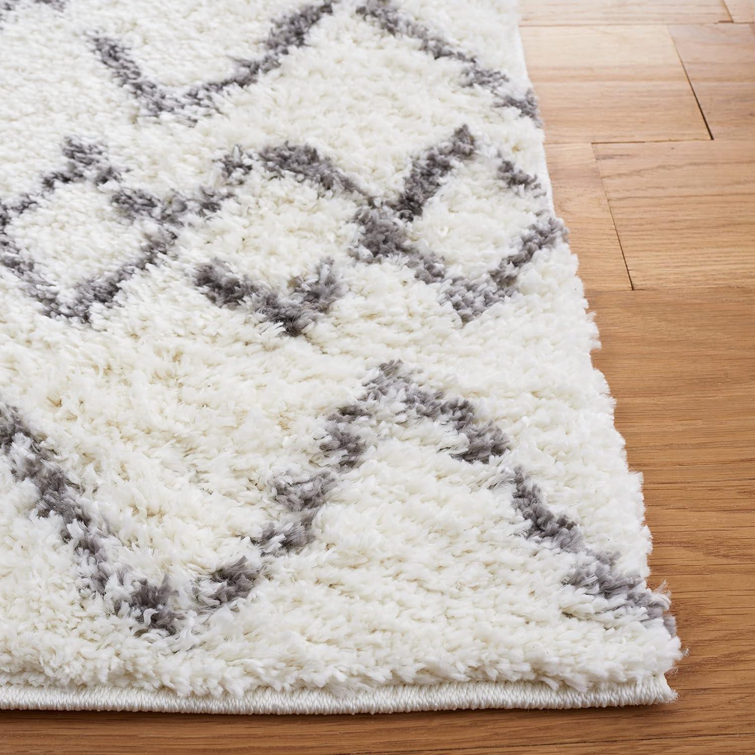 image:imageSAFAVIEH Area Rug 8x10 Berber Shag Collection Large Navy amp Ivory Moroccan Design NonShedding amp Easy Cleaning Plush Thick Pile Ideal for Living Room Bedroom Dining Space BER165NCreamLight Grey