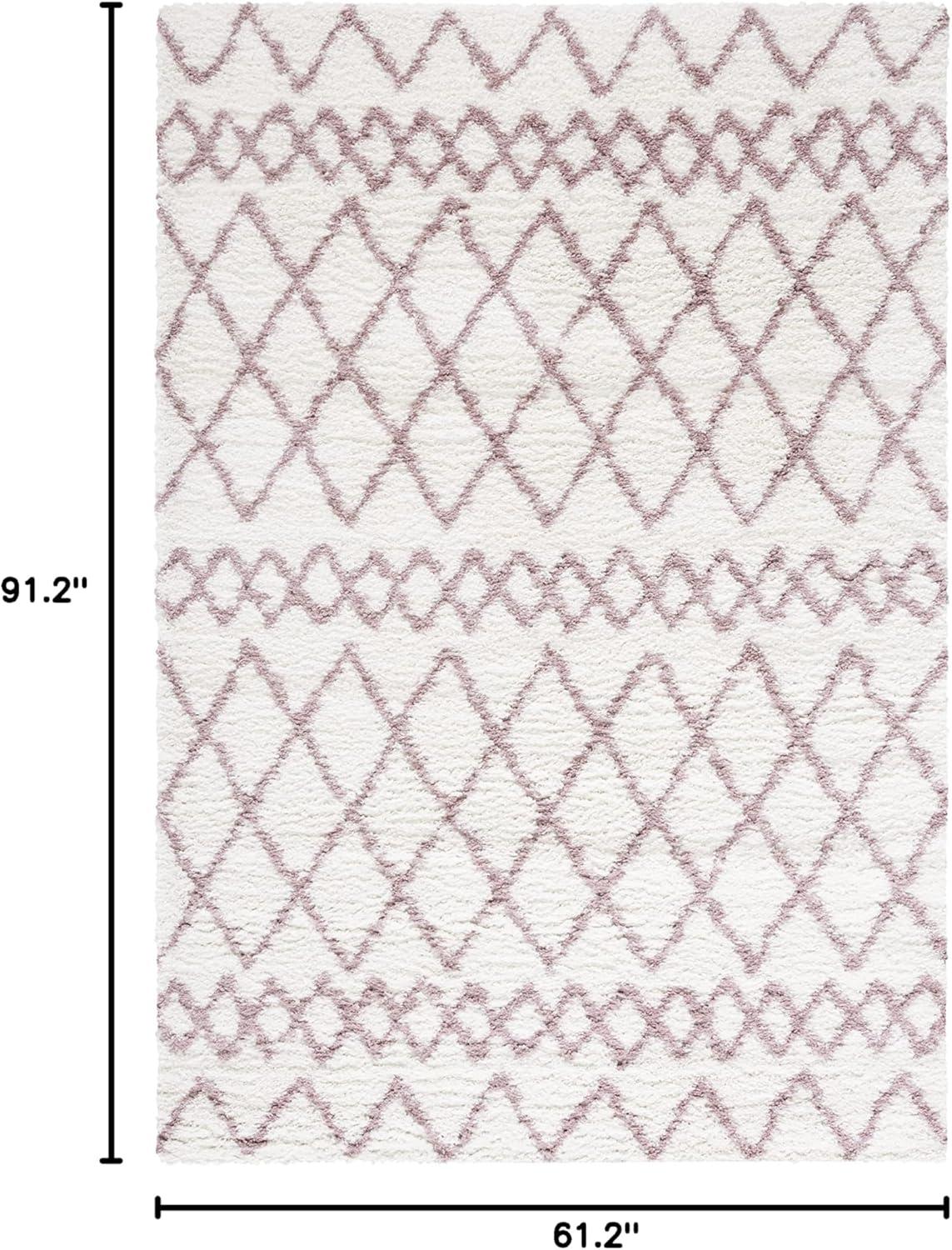 image:imageSAFAVIEH Area Rug 8x10 Berber Shag Collection Large Navy amp Ivory Moroccan Design NonShedding amp Easy Cleaning Plush Thick Pile Ideal for Living Room Bedroom Dining Space BER165NIvoryLight Rose