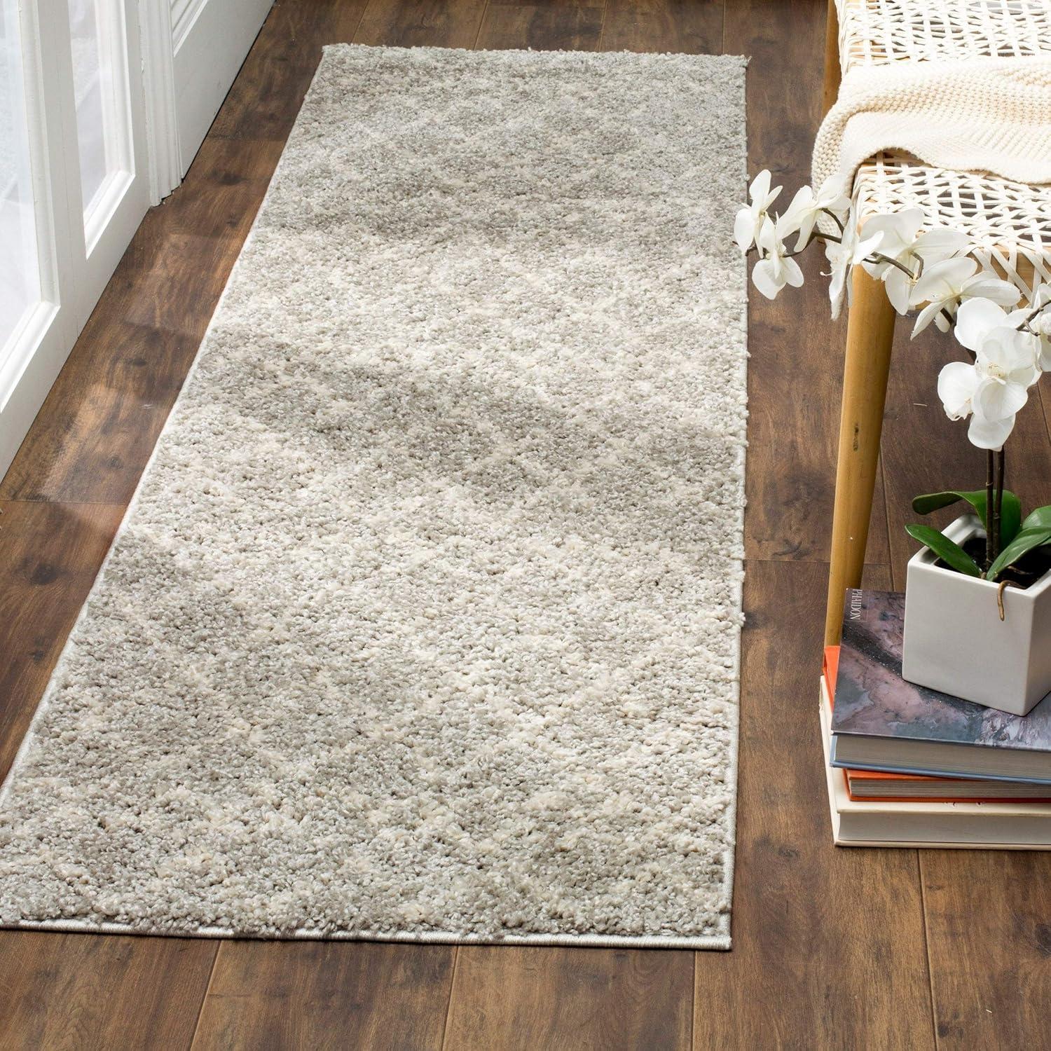 image:imageSAFAVIEH Area Rug 8x10 Berber Shag Collection Large Navy amp Ivory Moroccan Design NonShedding amp Easy Cleaning Plush Thick Pile Ideal for Living Room Bedroom Dining Space BER165NLight GreyCream