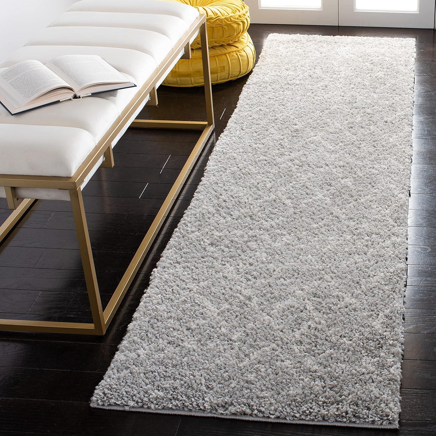 image:imageSAFAVIEH Area Rug 8x10 Berber Shag Collection Large Navy amp Ivory Moroccan Design NonShedding amp Easy Cleaning Plush Thick Pile Ideal for Living Room Bedroom Dining Space BER165NCreamLight Grey
