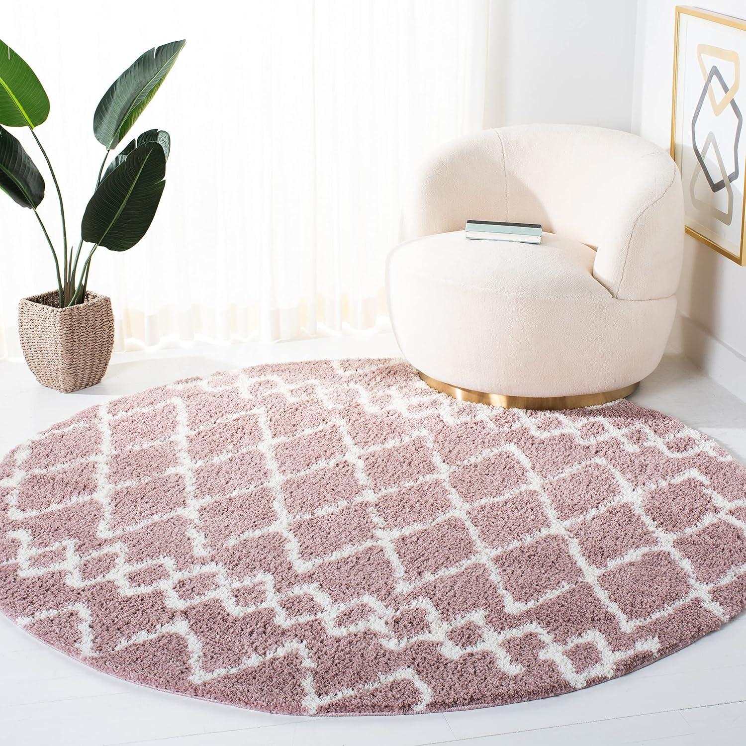 image:imageSAFAVIEH Area Rug 8x10 Berber Shag Collection Large Navy amp Ivory Moroccan Design NonShedding amp Easy Cleaning Plush Thick Pile Ideal for Living Room Bedroom Dining Space BER165NLight RoseIvory