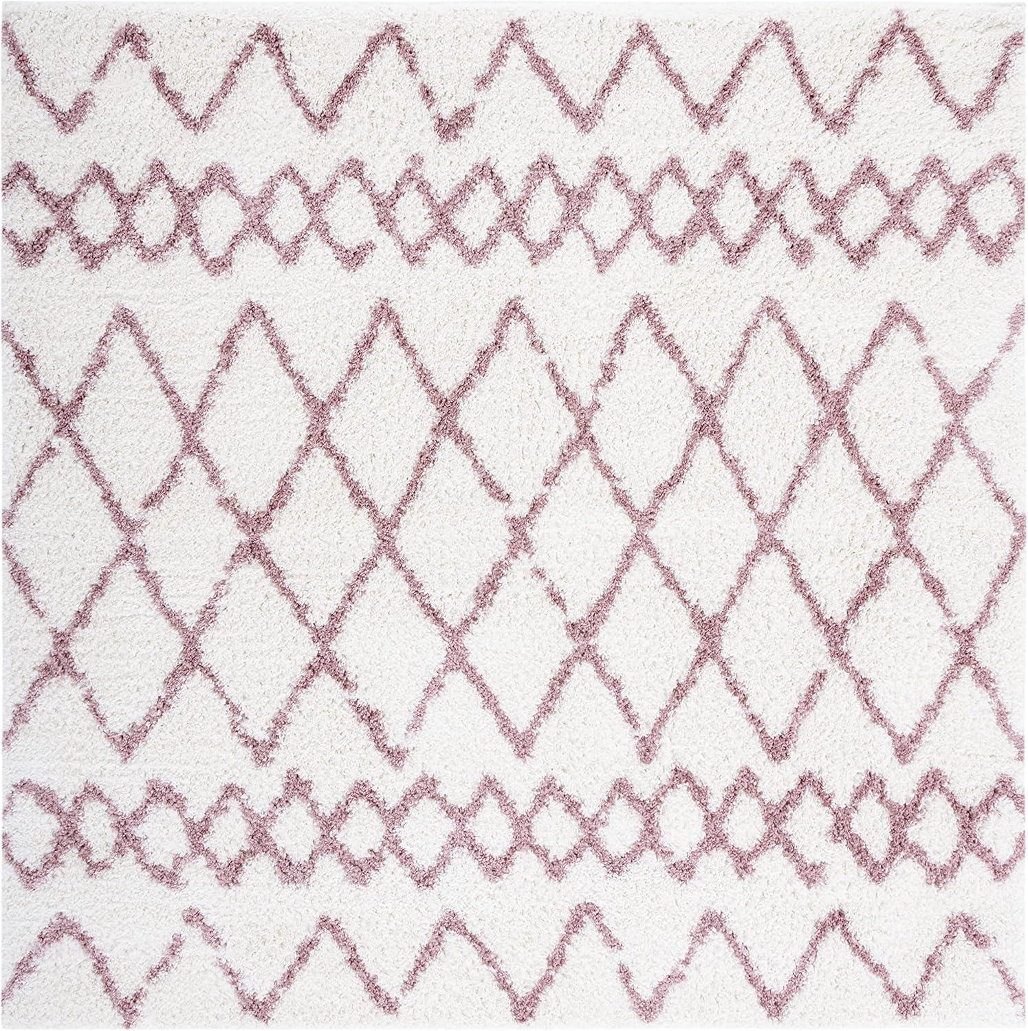image:imageSAFAVIEH Area Rug 8x10 Berber Shag Collection Large Navy amp Ivory Moroccan Design NonShedding amp Easy Cleaning Plush Thick Pile Ideal for Living Room Bedroom Dining Space BER165NIvoryLight Rose