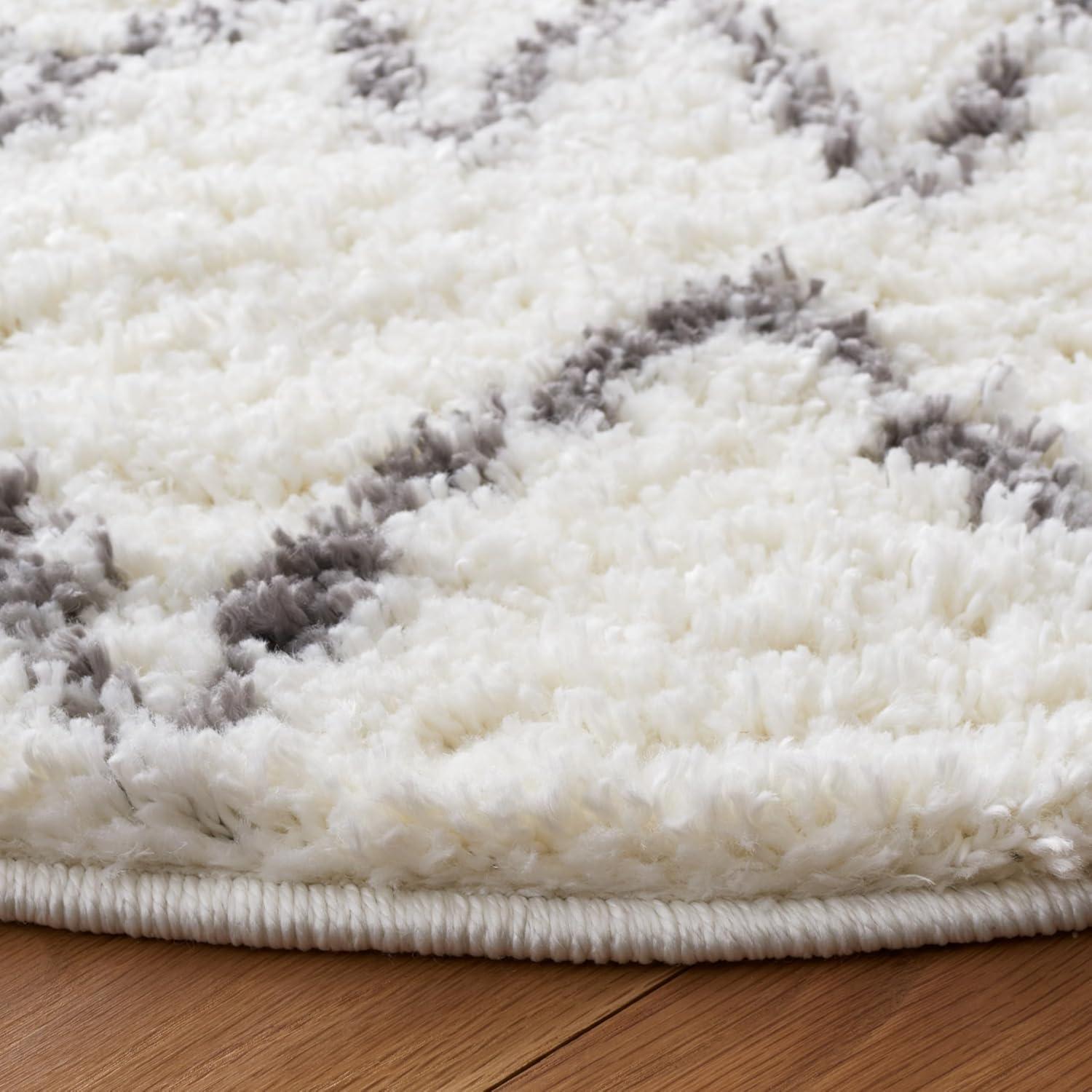 image:imageSAFAVIEH Area Rug 8x10 Berber Shag Collection Large Navy amp Ivory Moroccan Design NonShedding amp Easy Cleaning Plush Thick Pile Ideal for Living Room Bedroom Dining Space BER165NCreamLight Grey