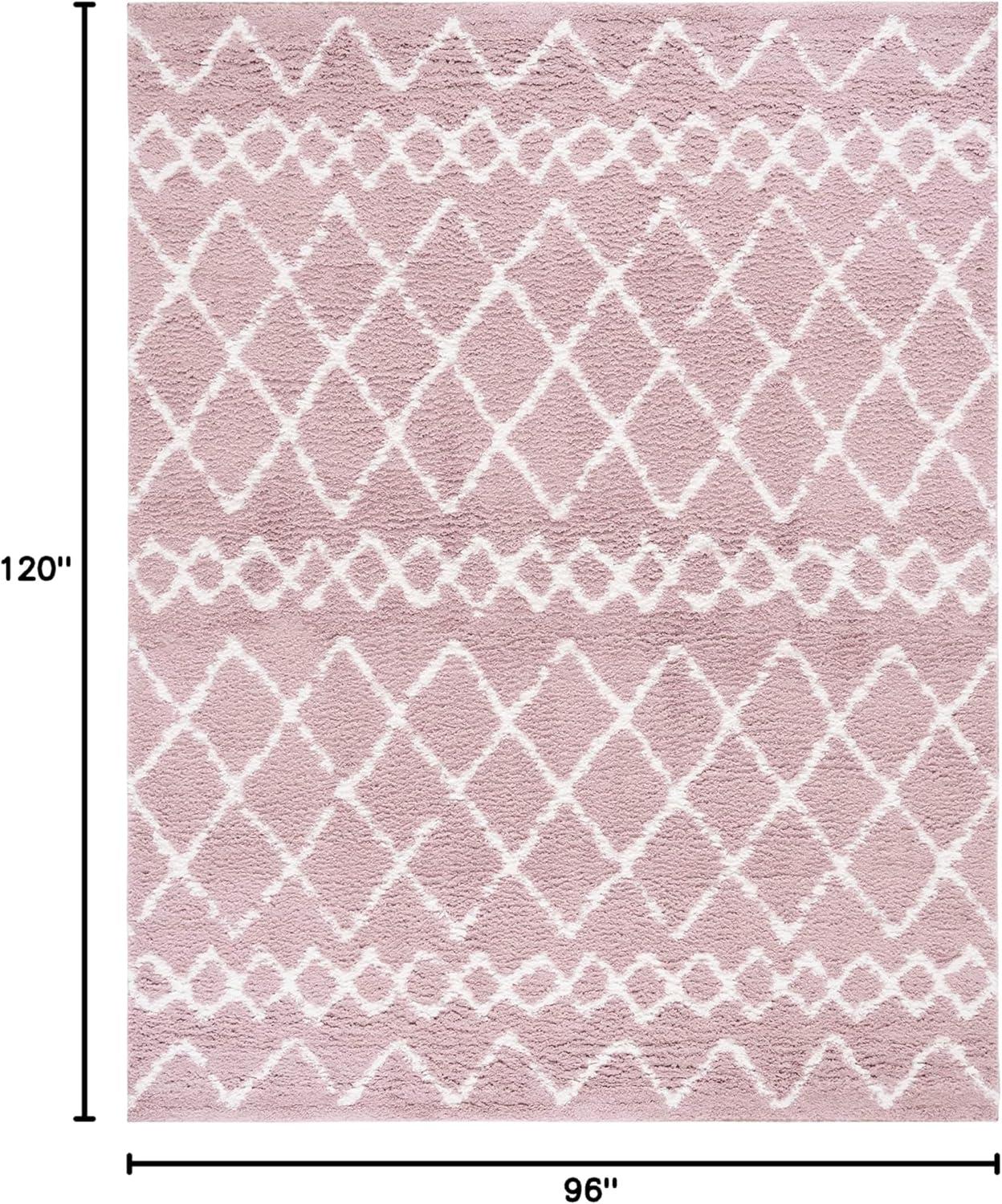 image:imageSAFAVIEH Area Rug 8x10 Berber Shag Collection Large Navy amp Ivory Moroccan Design NonShedding amp Easy Cleaning Plush Thick Pile Ideal for Living Room Bedroom Dining Space BER165NLight RoseIvory
