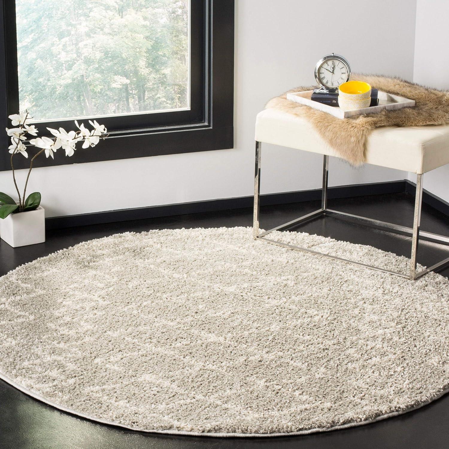 image:imageSAFAVIEH Area Rug 8x10 Berber Shag Collection Large Navy amp Ivory Moroccan Design NonShedding amp Easy Cleaning Plush Thick Pile Ideal for Living Room Bedroom Dining Space BER165NLight GreyCream