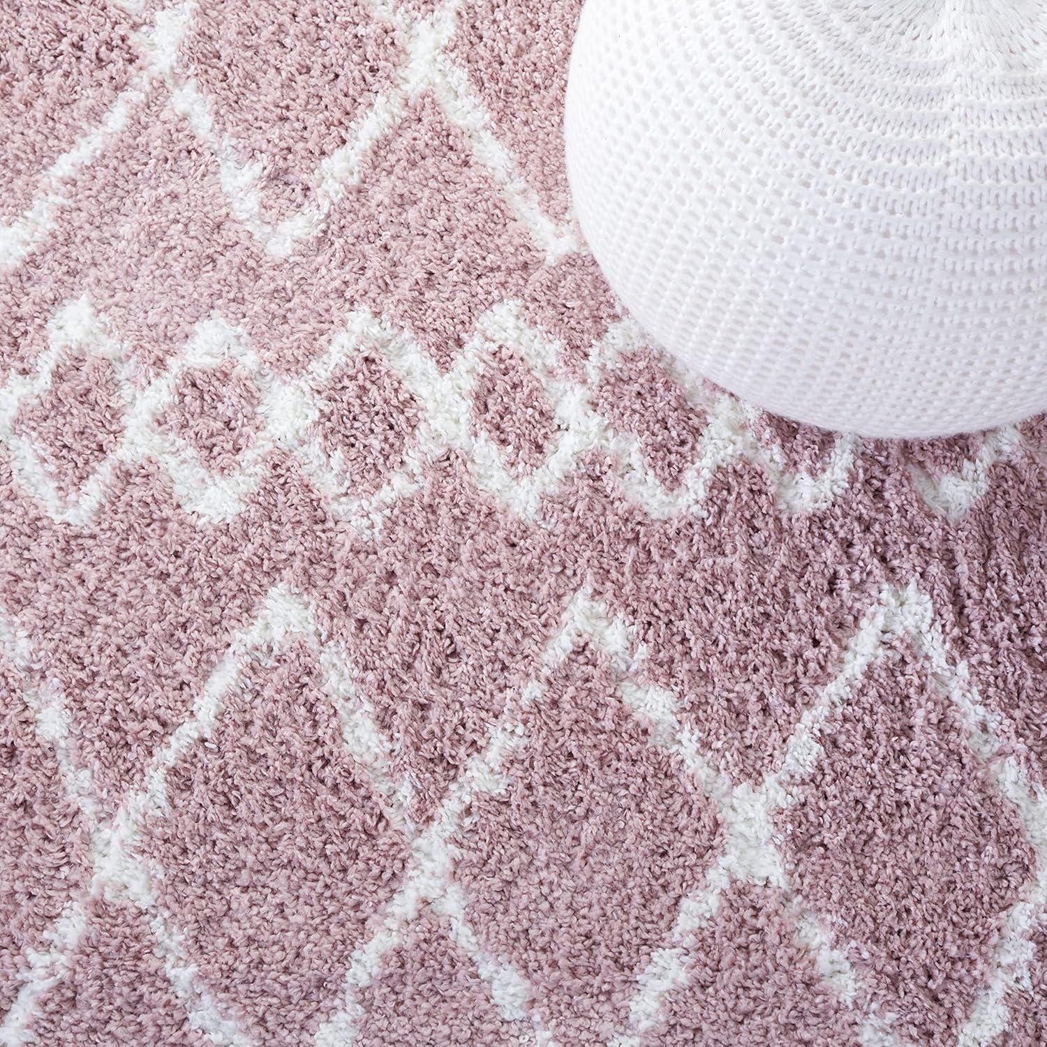 image:imageSAFAVIEH Area Rug 8x10 Berber Shag Collection Large Navy amp Ivory Moroccan Design NonShedding amp Easy Cleaning Plush Thick Pile Ideal for Living Room Bedroom Dining Space BER165NLight RoseIvory