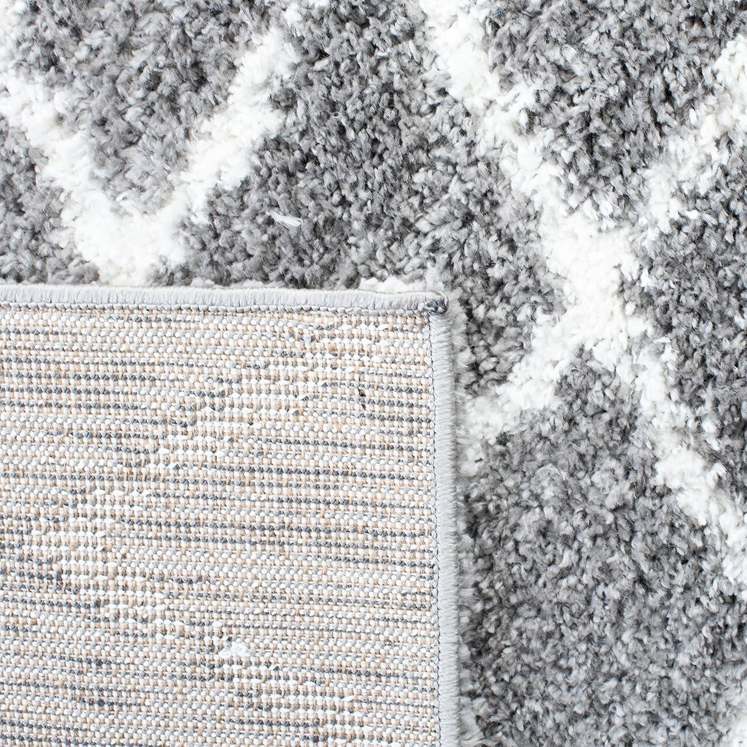 image:imageSAFAVIEH Area Rug 8x10 Berber Shag Collection Large Navy amp Ivory Moroccan Design NonShedding amp Easy Cleaning Plush Thick Pile Ideal for Living Room Bedroom Dining Space BER165NLight GreyCream