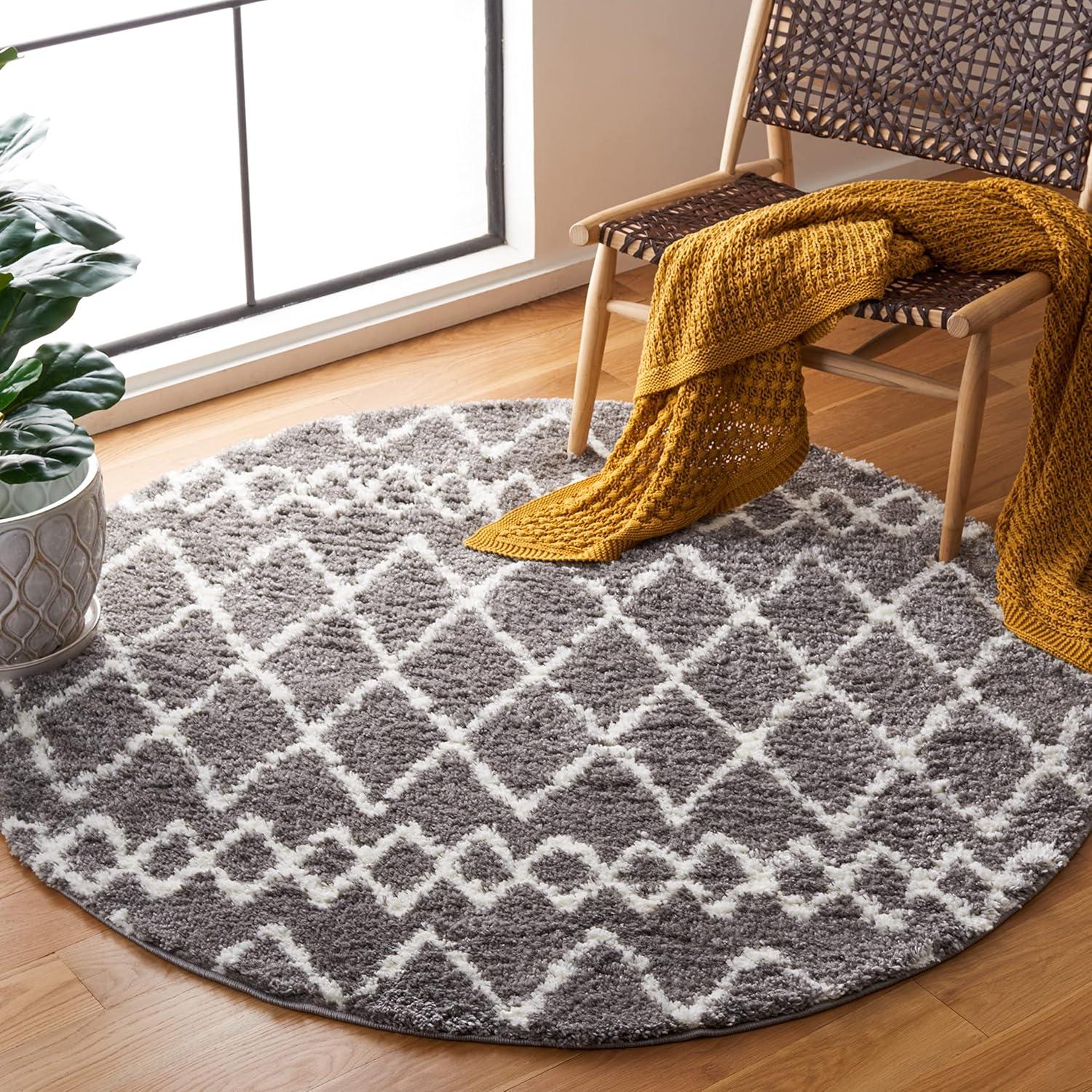 image:imageSAFAVIEH Area Rug 8x10 Berber Shag Collection Large Navy amp Ivory Moroccan Design NonShedding amp Easy Cleaning Plush Thick Pile Ideal for Living Room Bedroom Dining Space BER165NLight GreyCream