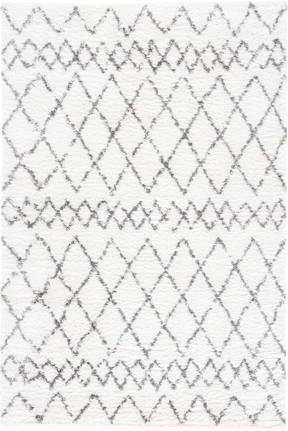 image:imageSAFAVIEH Area Rug 8x10 Berber Shag Collection Large Navy amp Ivory Moroccan Design NonShedding amp Easy Cleaning Plush Thick Pile Ideal for Living Room Bedroom Dining Space BER165NCreamLight Grey