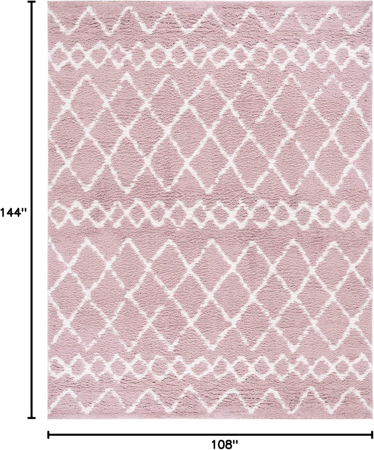 image:imageSAFAVIEH Area Rug 8x10 Berber Shag Collection Large Navy amp Ivory Moroccan Design NonShedding amp Easy Cleaning Plush Thick Pile Ideal for Living Room Bedroom Dining Space BER165NLight RoseIvory