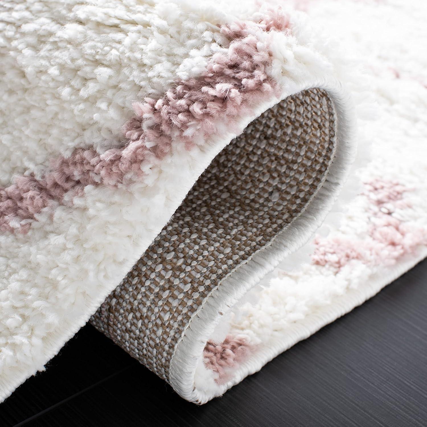 image:imageSAFAVIEH Area Rug 8x10 Berber Shag Collection Large Navy amp Ivory Moroccan Design NonShedding amp Easy Cleaning Plush Thick Pile Ideal for Living Room Bedroom Dining Space BER165NIvoryLight Rose