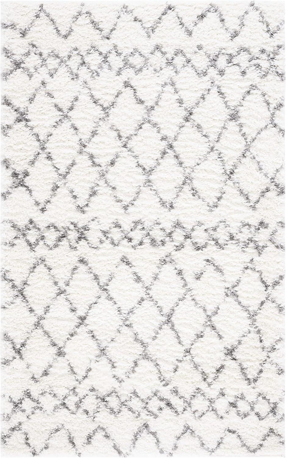 image:imageSAFAVIEH Area Rug 8x10 Berber Shag Collection Large Navy amp Ivory Moroccan Design NonShedding amp Easy Cleaning Plush Thick Pile Ideal for Living Room Bedroom Dining Space BER165NCreamLight Grey