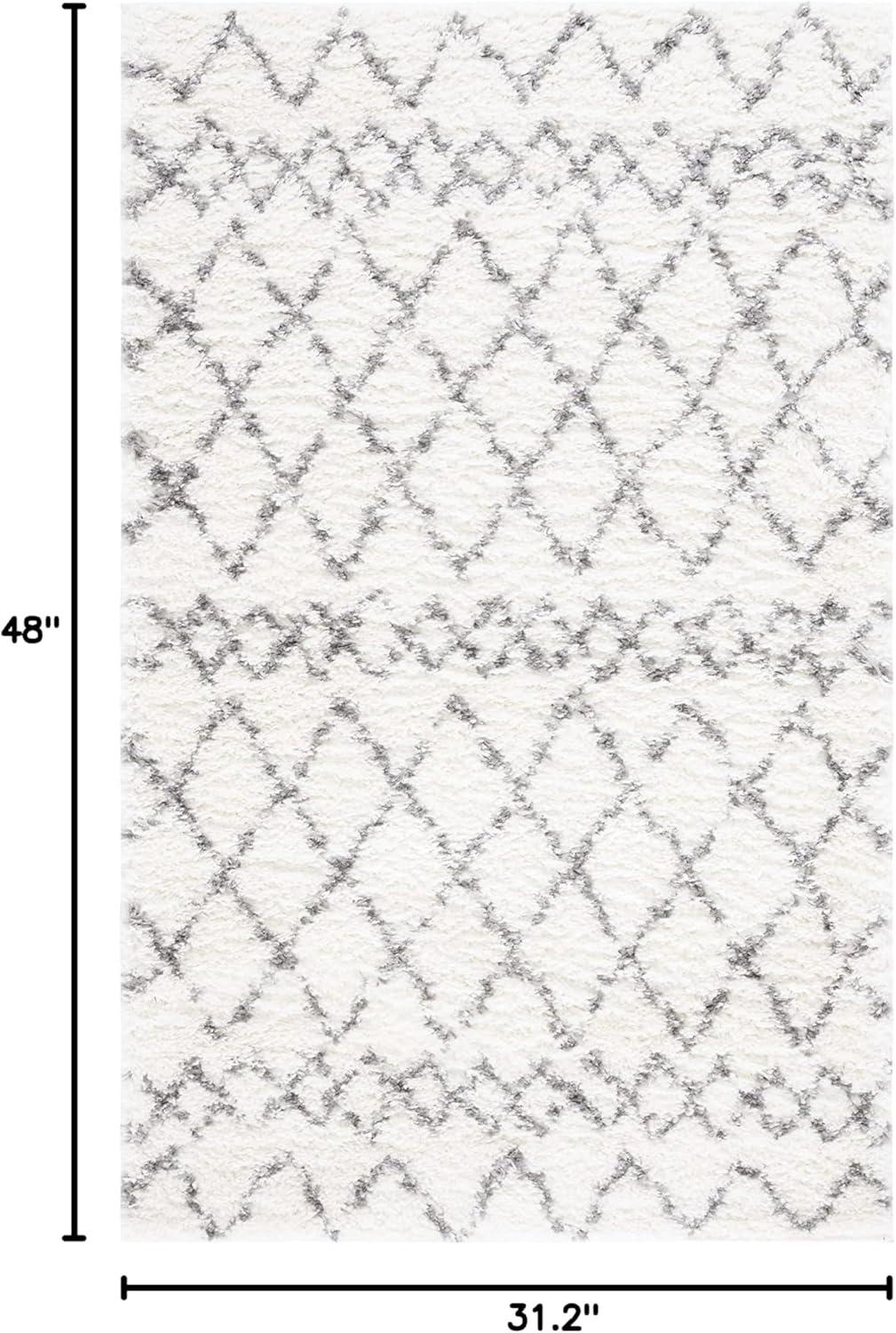 image:imageSAFAVIEH Area Rug 8x10 Berber Shag Collection Large Navy amp Ivory Moroccan Design NonShedding amp Easy Cleaning Plush Thick Pile Ideal for Living Room Bedroom Dining Space BER165NCreamLight Grey