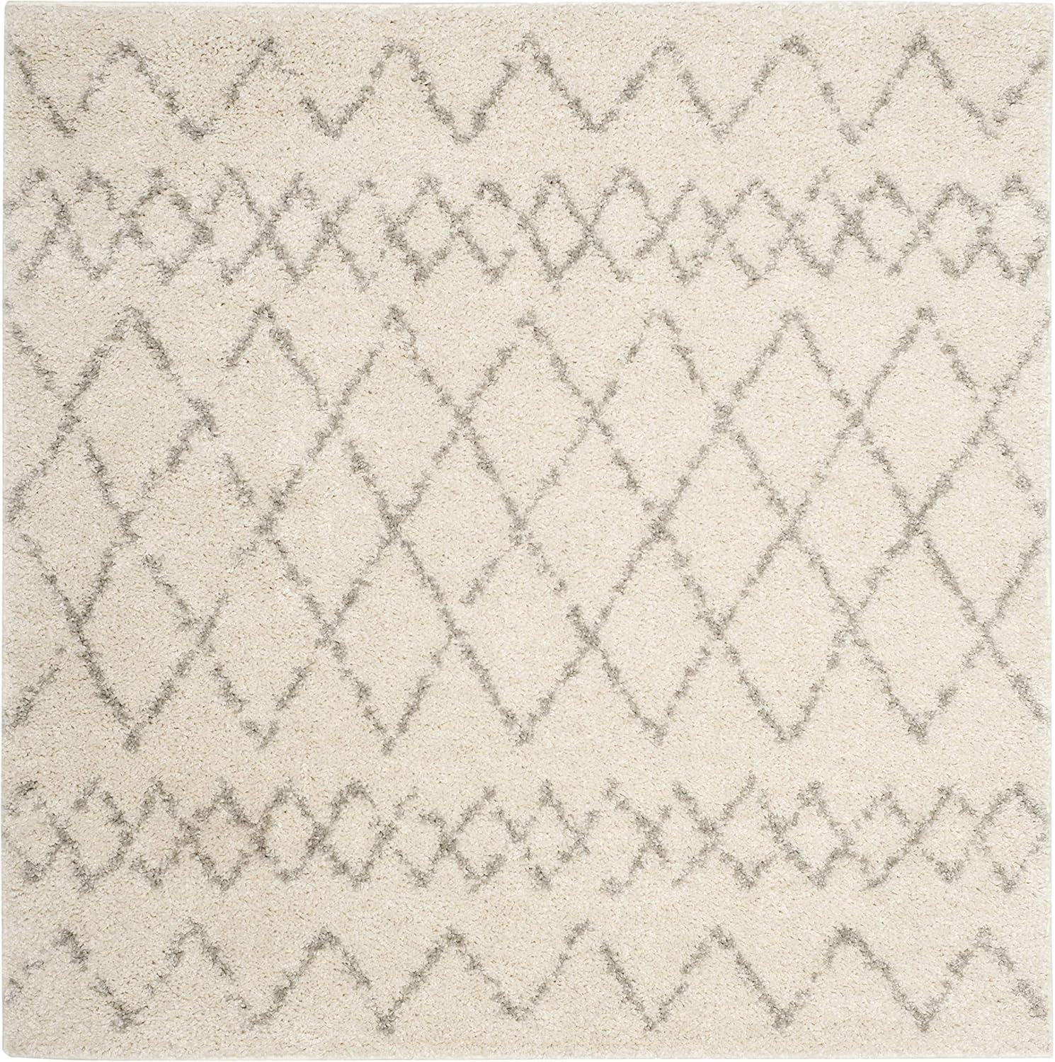 image:imageSAFAVIEH Area Rug 8x10 Berber Shag Collection Large Navy amp Ivory Moroccan Design NonShedding amp Easy Cleaning Plush Thick Pile Ideal for Living Room Bedroom Dining Space BER165NCreamLight Grey
