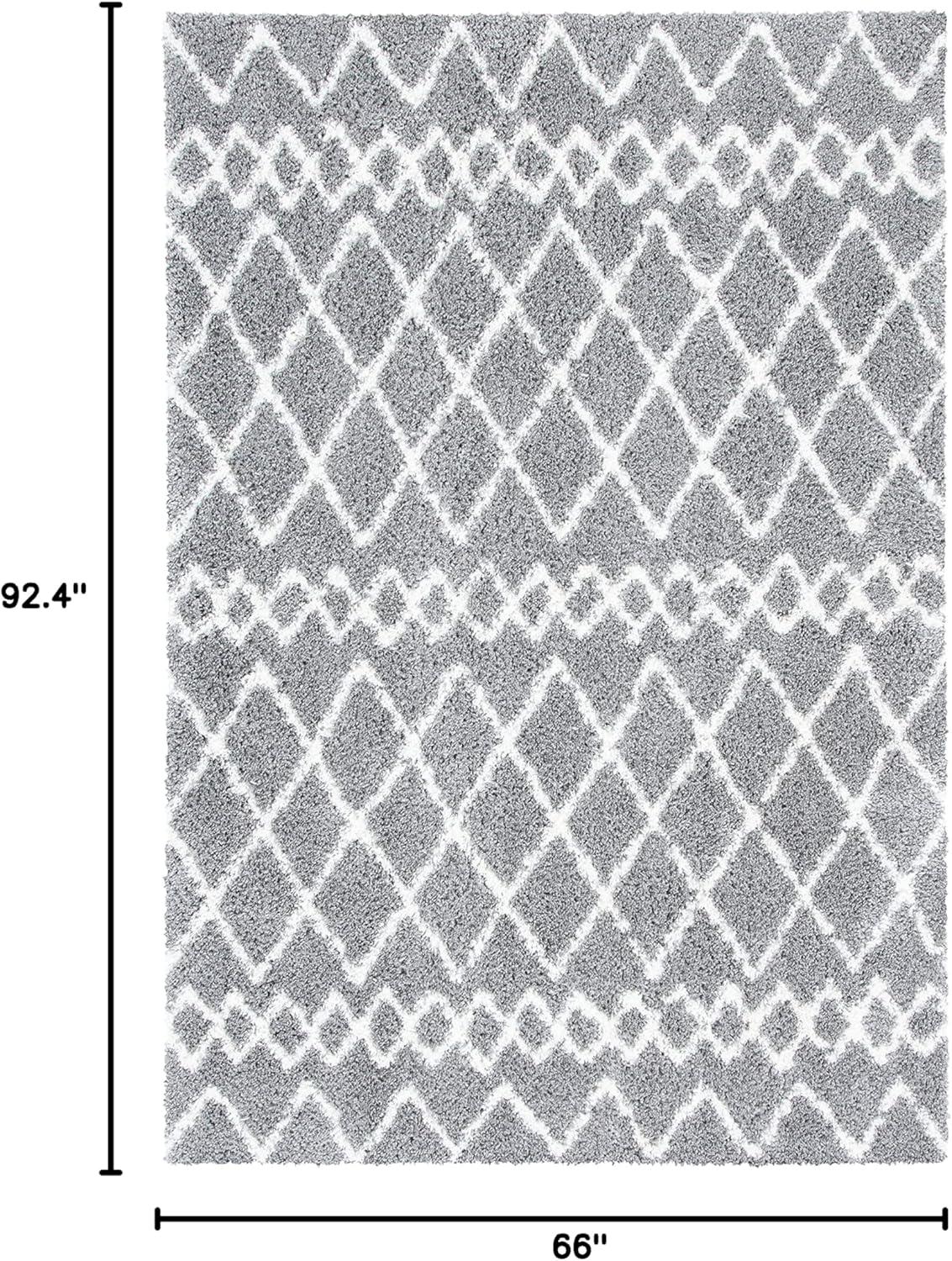 image:imageSAFAVIEH Area Rug 8x10 Berber Shag Collection Large Navy amp Ivory Moroccan Design NonShedding amp Easy Cleaning Plush Thick Pile Ideal for Living Room Bedroom Dining Space BER165NLight GreyCream