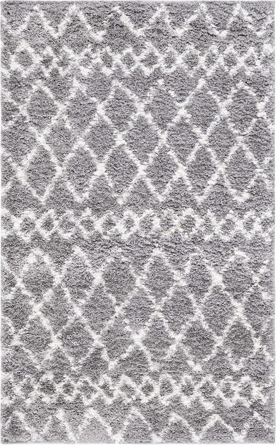 image:imageSAFAVIEH Area Rug 8x10 Berber Shag Collection Large Navy amp Ivory Moroccan Design NonShedding amp Easy Cleaning Plush Thick Pile Ideal for Living Room Bedroom Dining Space BER165NLight GreyCream