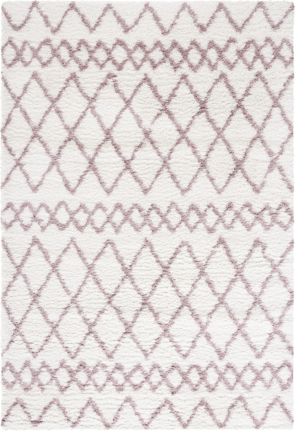 image:imageSAFAVIEH Area Rug 8x10 Berber Shag Collection Large Navy amp Ivory Moroccan Design NonShedding amp Easy Cleaning Plush Thick Pile Ideal for Living Room Bedroom Dining Space BER165NIvoryLight Rose