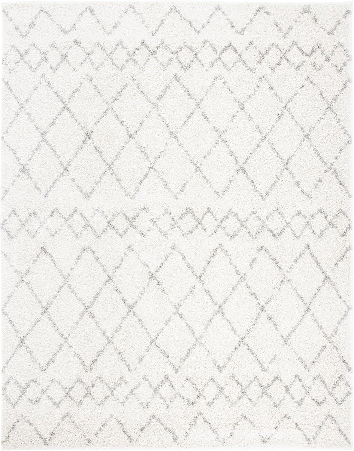 image:imageSAFAVIEH Area Rug 8x10 Berber Shag Collection Large Navy amp Ivory Moroccan Design NonShedding amp Easy Cleaning Plush Thick Pile Ideal for Living Room Bedroom Dining Space BER165NCreamLight Grey