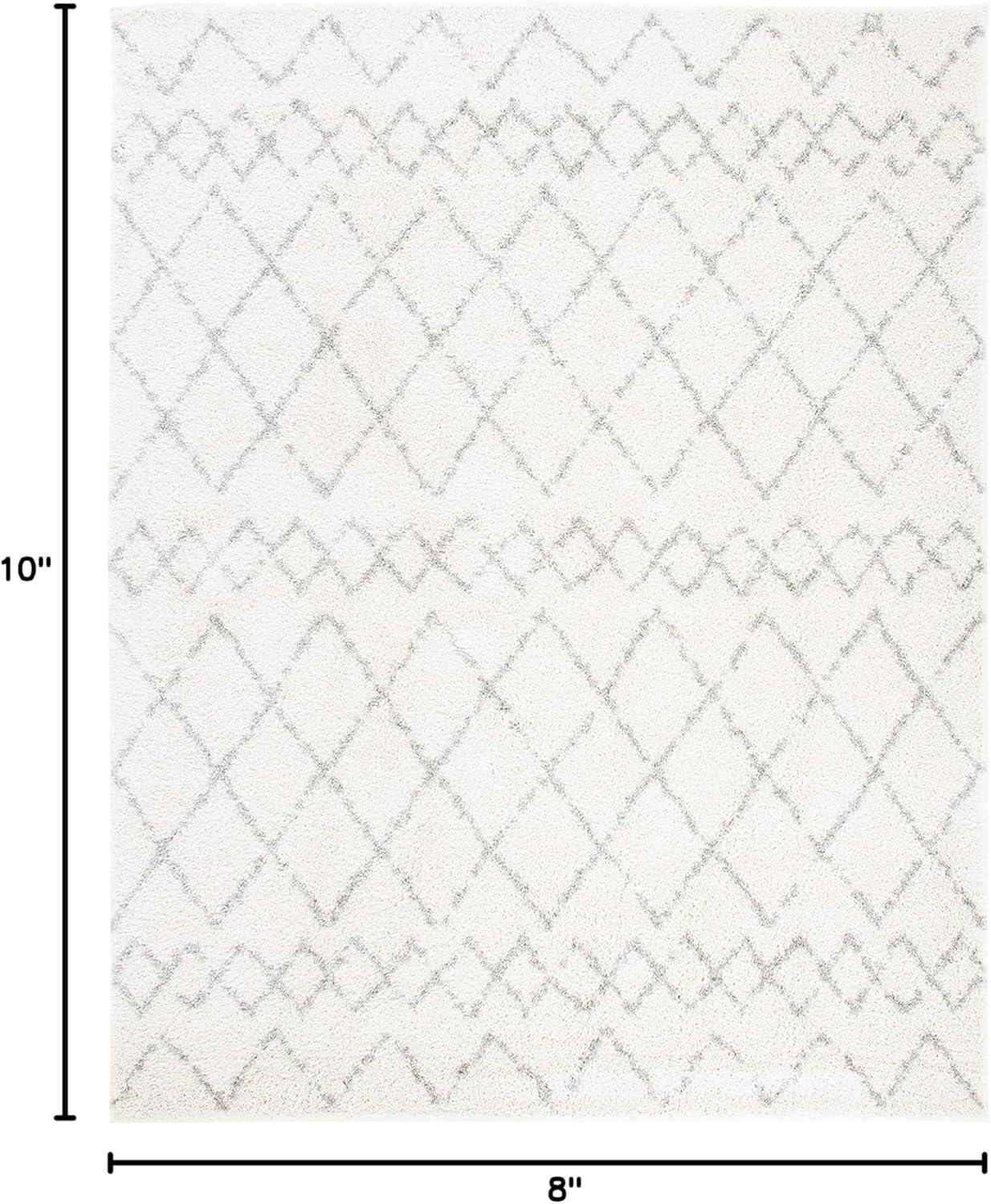 image:imageSAFAVIEH Area Rug 8x10 Berber Shag Collection Large Navy amp Ivory Moroccan Design NonShedding amp Easy Cleaning Plush Thick Pile Ideal for Living Room Bedroom Dining Space BER165NCreamLight Grey