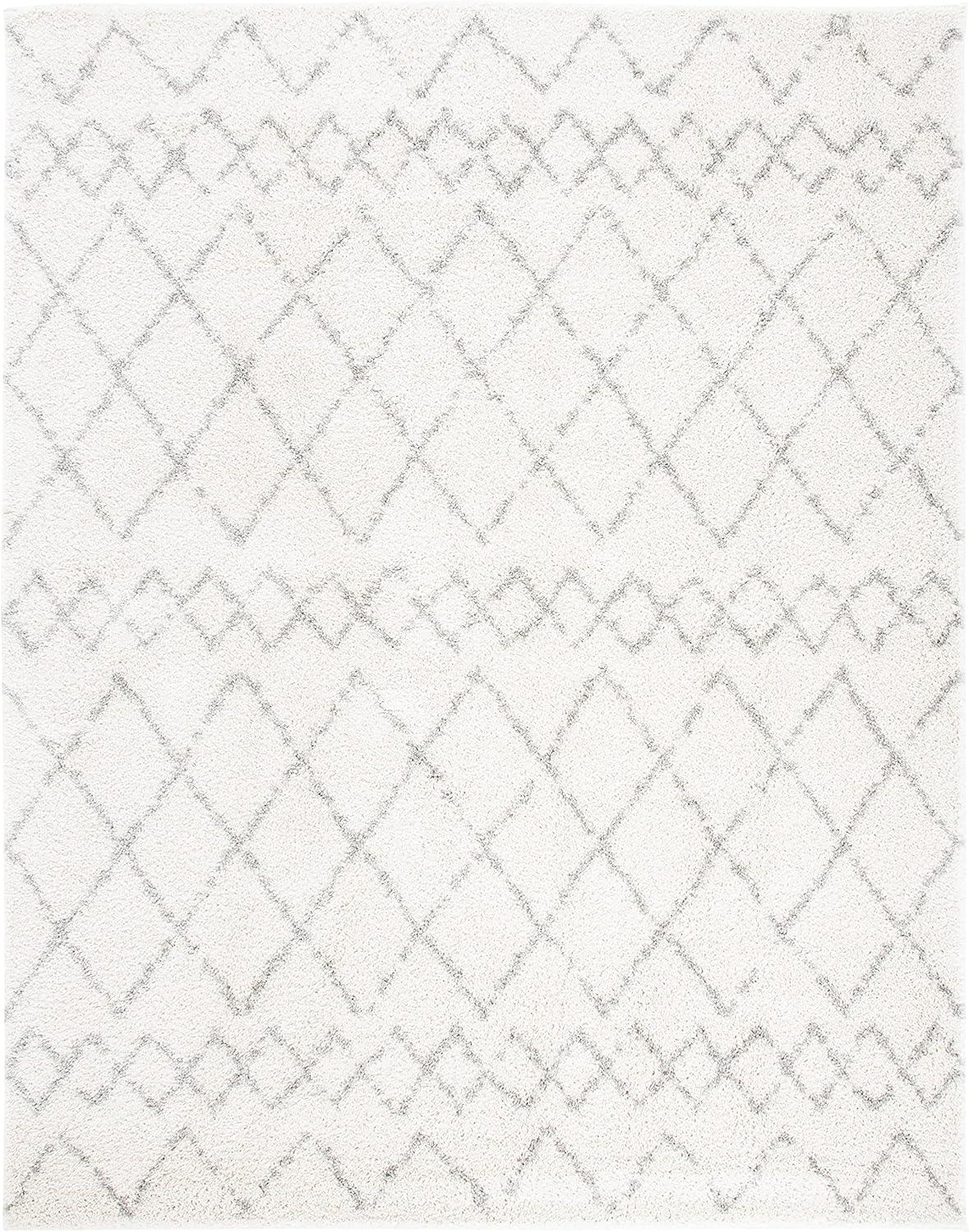 image:imageSAFAVIEH Area Rug 8x10 Berber Shag Collection Large Navy amp Ivory Moroccan Design NonShedding amp Easy Cleaning Plush Thick Pile Ideal for Living Room Bedroom Dining Space BER165NCreamLight Grey