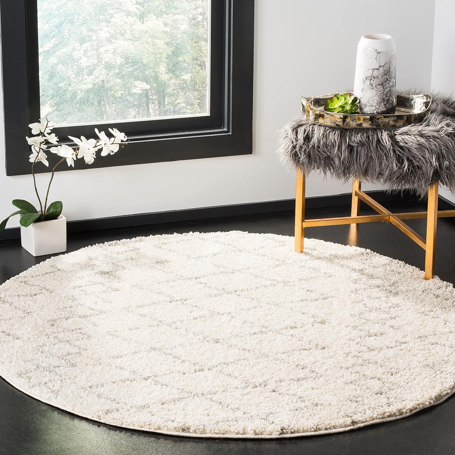 image:imageSAFAVIEH Area Rug 8x10 Berber Shag Collection Large Navy amp Ivory Moroccan Design NonShedding amp Easy Cleaning Plush Thick Pile Ideal for Living Room Bedroom Dining Space BER165NCreamLight Grey