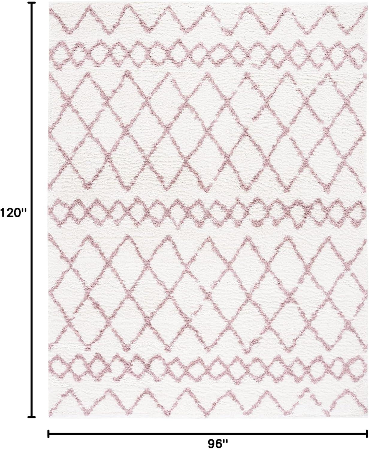 image:imageSAFAVIEH Area Rug 8x10 Berber Shag Collection Large Navy amp Ivory Moroccan Design NonShedding amp Easy Cleaning Plush Thick Pile Ideal for Living Room Bedroom Dining Space BER165NIvoryLight Rose