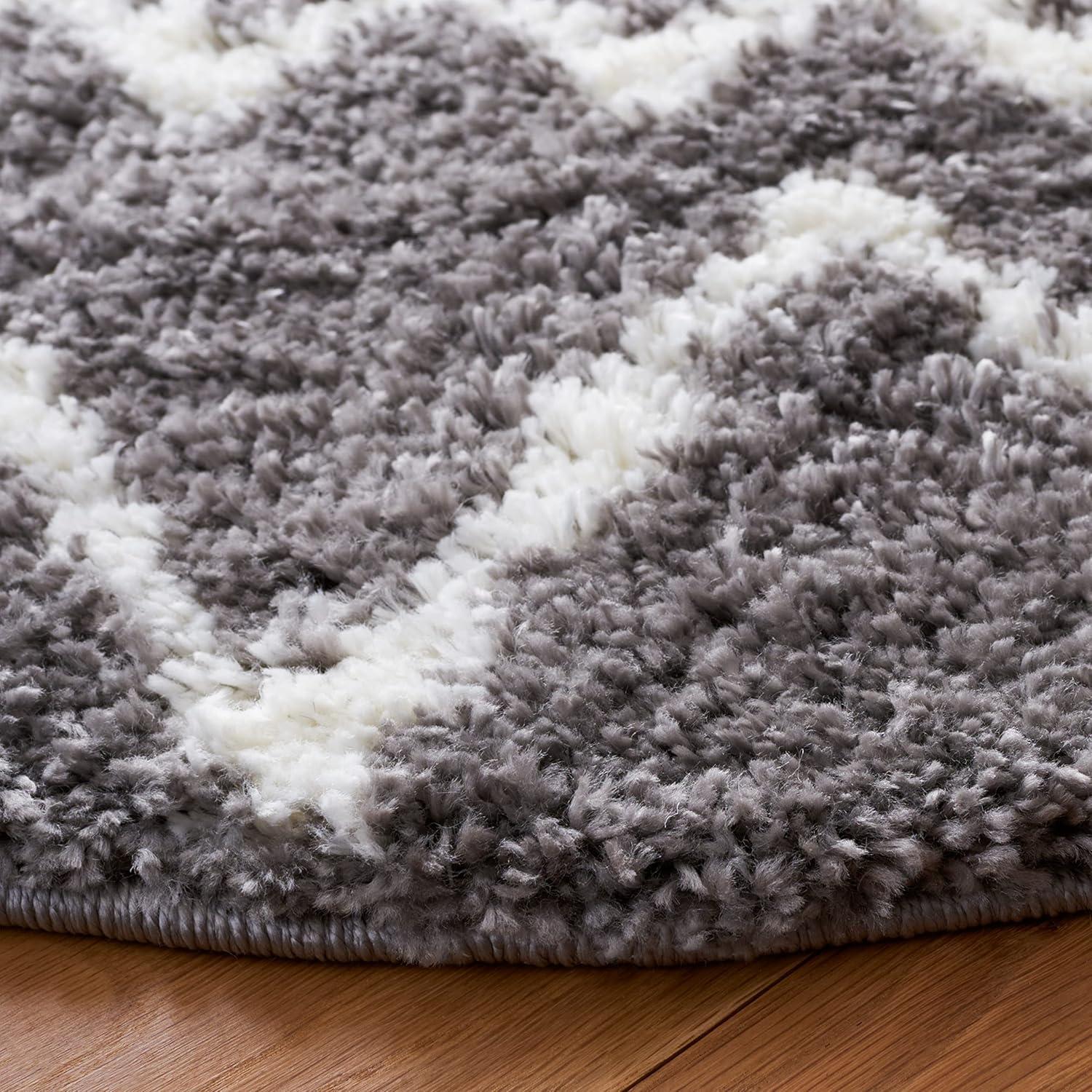 image:imageSAFAVIEH Area Rug 8x10 Berber Shag Collection Large Navy amp Ivory Moroccan Design NonShedding amp Easy Cleaning Plush Thick Pile Ideal for Living Room Bedroom Dining Space BER165NLight GreyCream