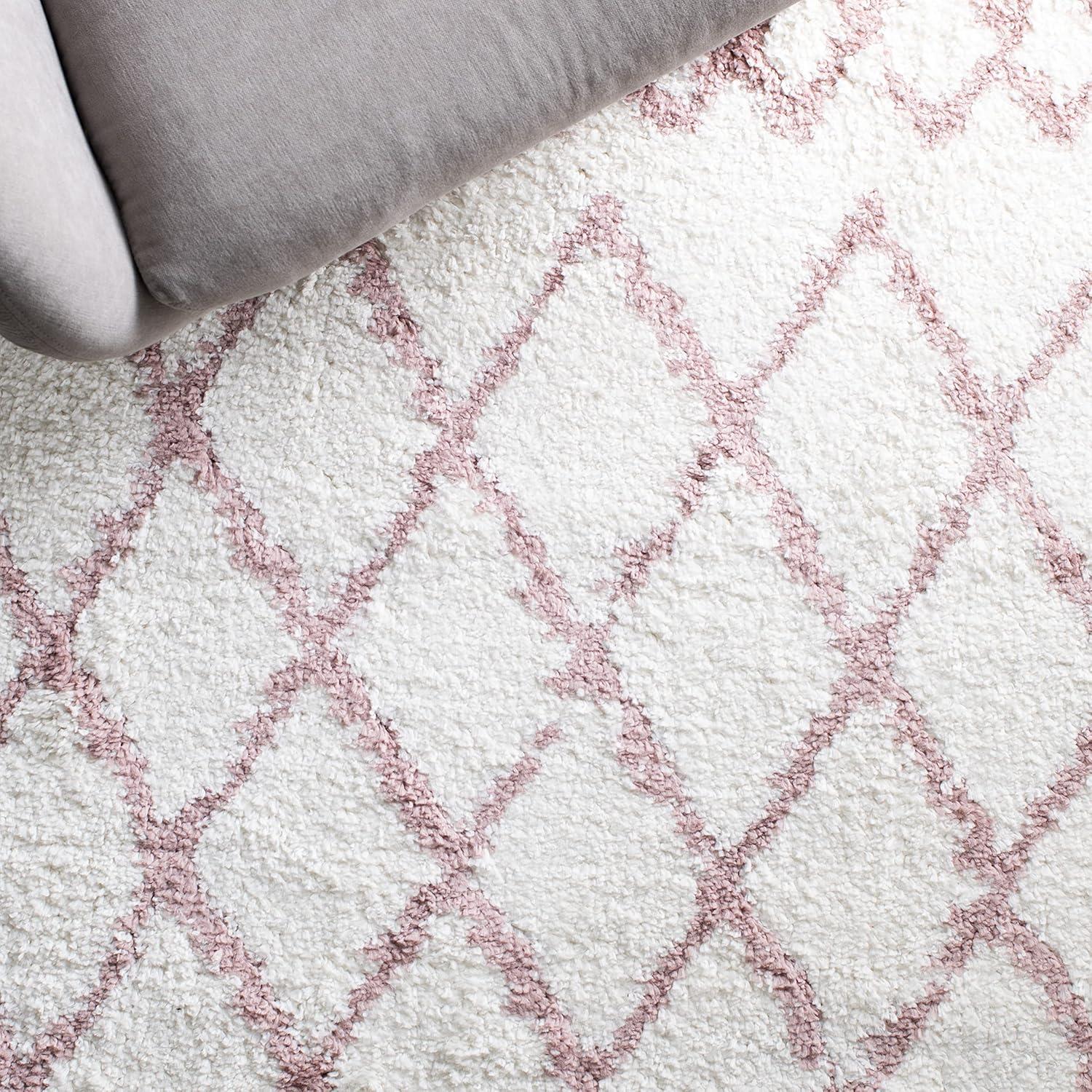 image:imageSAFAVIEH Area Rug 8x10 Berber Shag Collection Large Navy amp Ivory Moroccan Design NonShedding amp Easy Cleaning Plush Thick Pile Ideal for Living Room Bedroom Dining Space BER165NIvoryLight Rose