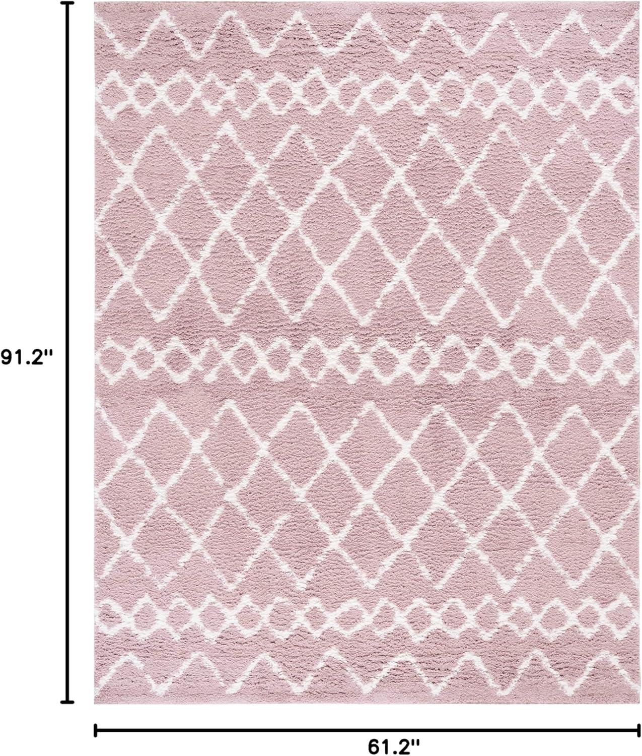 image:imageSAFAVIEH Area Rug 8x10 Berber Shag Collection Large Navy amp Ivory Moroccan Design NonShedding amp Easy Cleaning Plush Thick Pile Ideal for Living Room Bedroom Dining Space BER165NLight RoseIvory