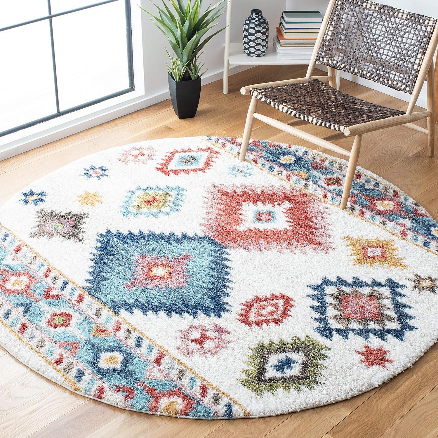 image:imageSAFAVIEH Area Rug 8x10 Calista Shag Collection Large Ivory amp Blue NonShedding amp Easy Cleaning Ultra Plush Thick Pile Ideal for Living Room Bedroom Dining Space CAL142AIvoryBlue