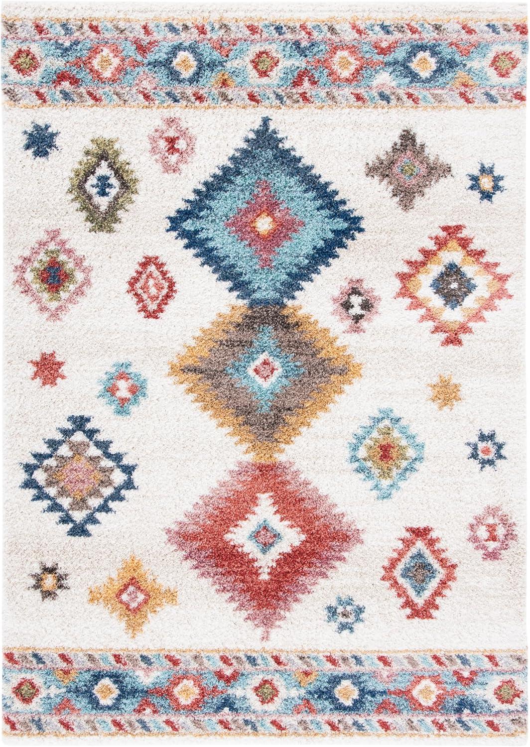 image:imageSAFAVIEH Area Rug 8x10 Calista Shag Collection Large Ivory amp Blue NonShedding amp Easy Cleaning Ultra Plush Thick Pile Ideal for Living Room Bedroom Dining Space CAL142AIvoryBlue