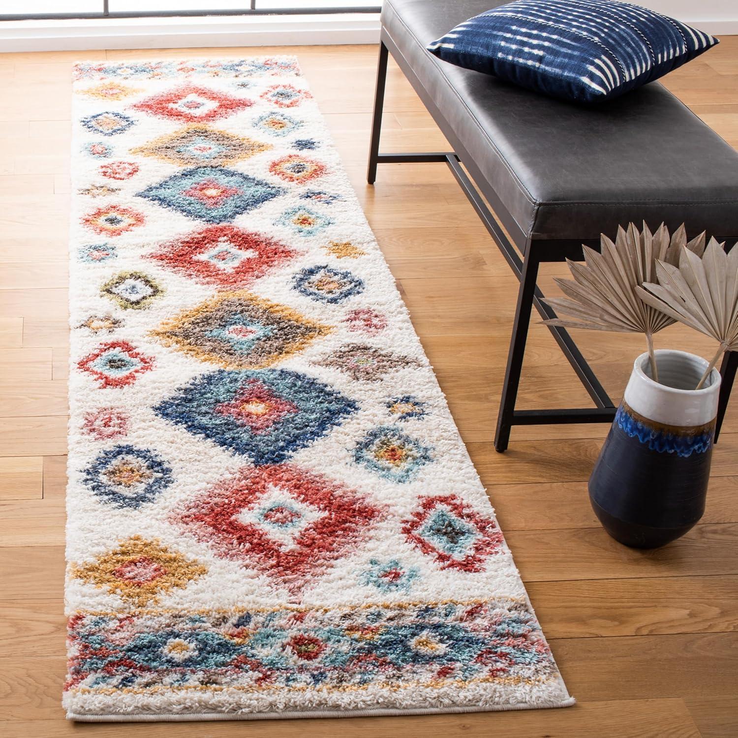 image:imageSAFAVIEH Area Rug 8x10 Calista Shag Collection Large Ivory amp Blue NonShedding amp Easy Cleaning Ultra Plush Thick Pile Ideal for Living Room Bedroom Dining Space CAL142AIvoryBlue