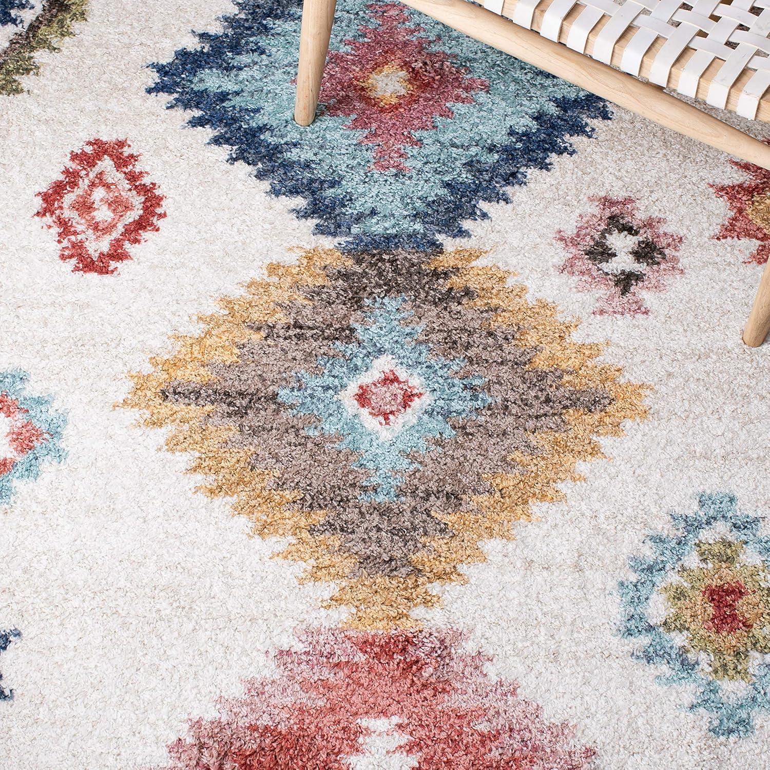 image:imageSAFAVIEH Area Rug 8x10 Calista Shag Collection Large Ivory amp Blue NonShedding amp Easy Cleaning Ultra Plush Thick Pile Ideal for Living Room Bedroom Dining Space CAL142AIvoryBlue