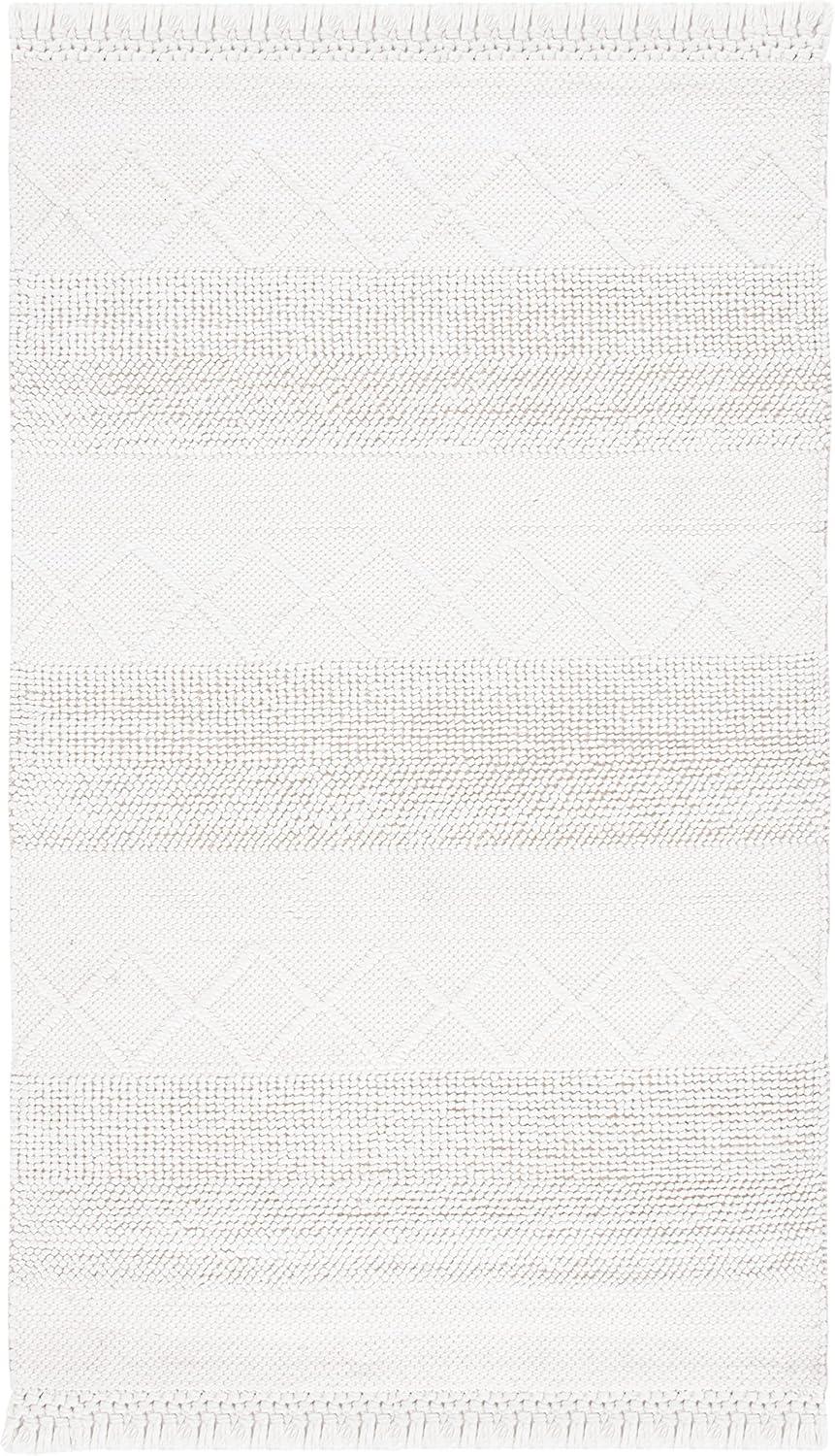 image:imageSAFAVIEH Area Rug 8x10 Casablanca Collection Large Ivory Handmade Boho Tassel Fringe Detail Ideal for Living Room Bedroom Dining Space CSB278AIvory