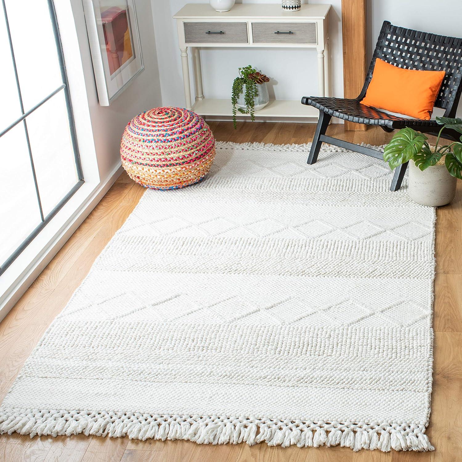 image:imageSAFAVIEH Area Rug 8x10 Casablanca Collection Large Ivory Handmade Boho Tassel Fringe Detail Ideal for Living Room Bedroom Dining Space CSB278AIvory