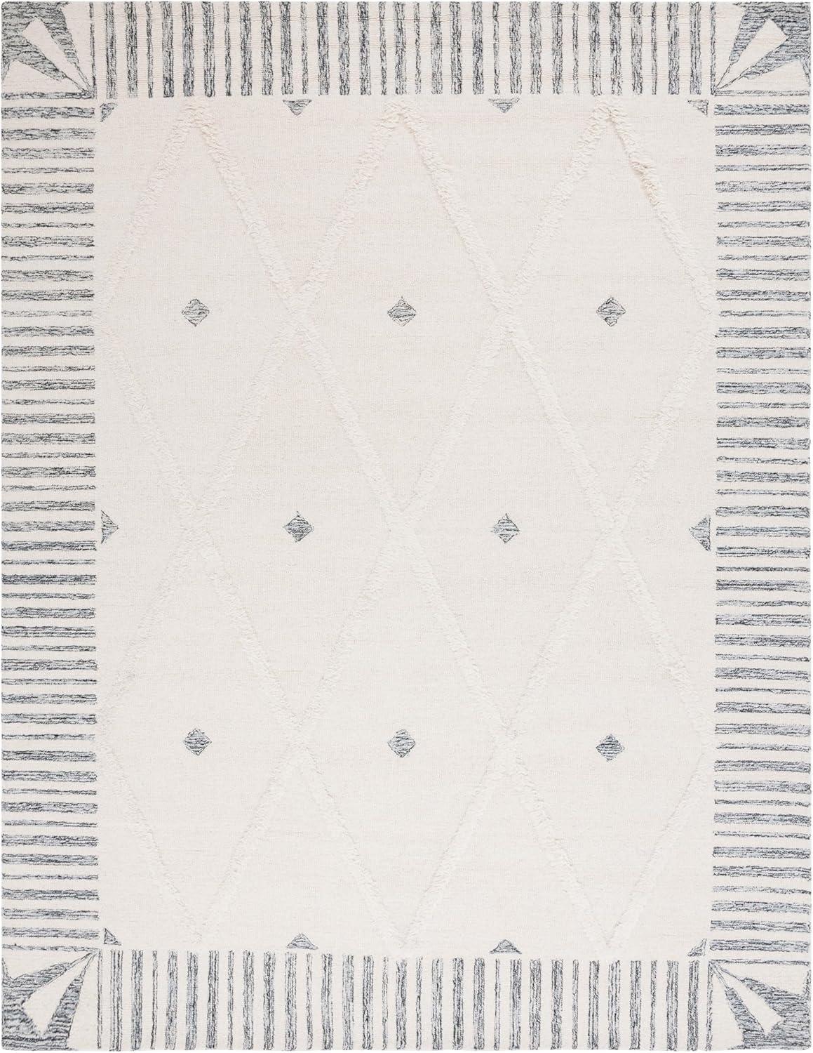 image:imageSAFAVIEH Area Rug 8x10 Casablanca Collection Large Ivory amp Black Handmade Wool Moroccan Boho Trellis Design Ideal for Living Room Bedroom Dining Space CSB987AIvoryBlack