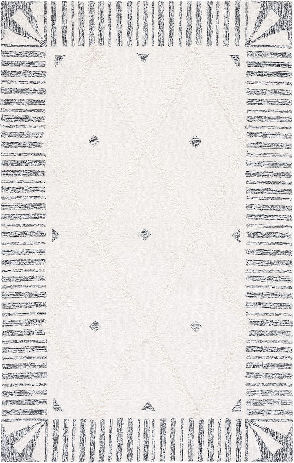 image:imageSAFAVIEH Area Rug 8x10 Casablanca Collection Large Ivory amp Black Handmade Wool Moroccan Boho Trellis Design Ideal for Living Room Bedroom Dining Space CSB987AIvoryBlack