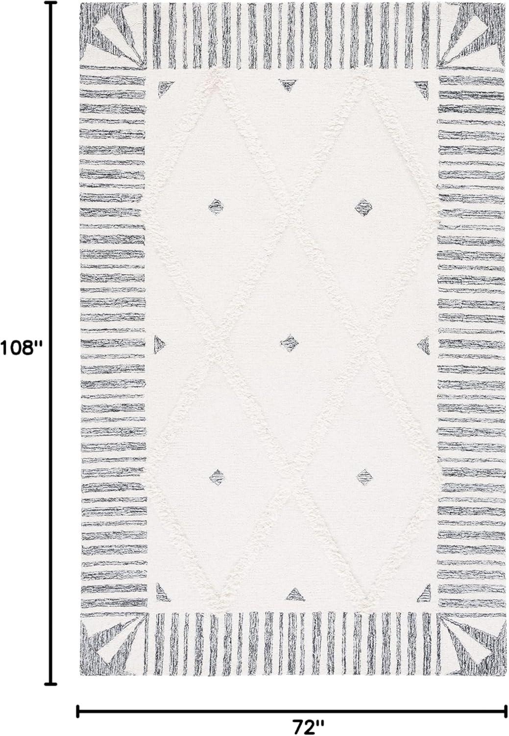 image:imageSAFAVIEH Area Rug 8x10 Casablanca Collection Large Ivory amp Black Handmade Wool Moroccan Boho Trellis Design Ideal for Living Room Bedroom Dining Space CSB987AIvoryBlack